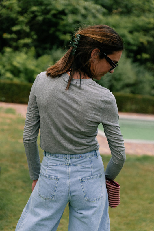 Les Jumelles OBJZofia L/S O-neck medium grey melange