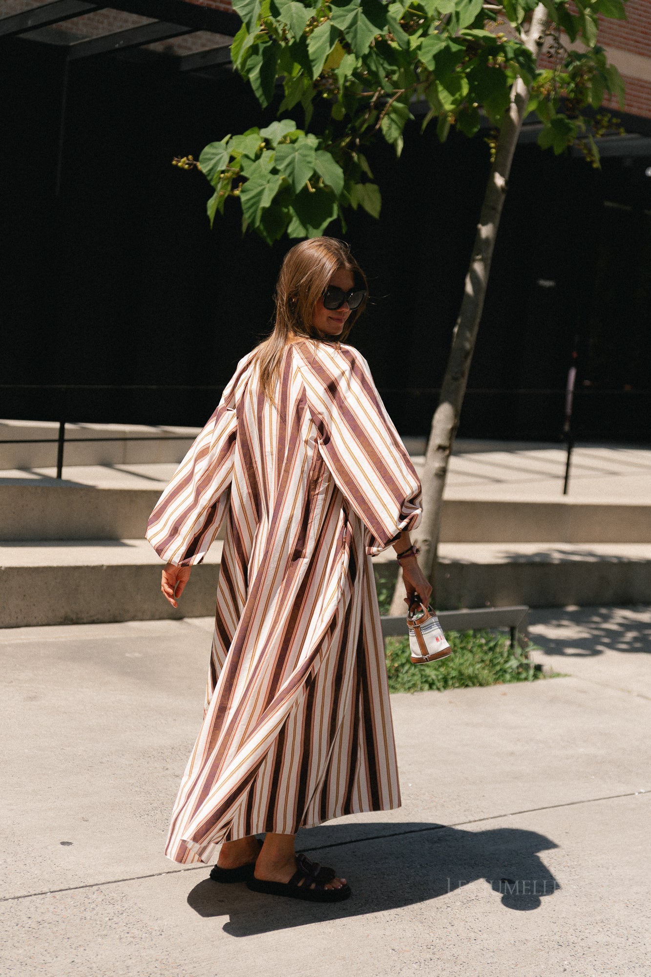Brigitte dress hot chocolate stripes