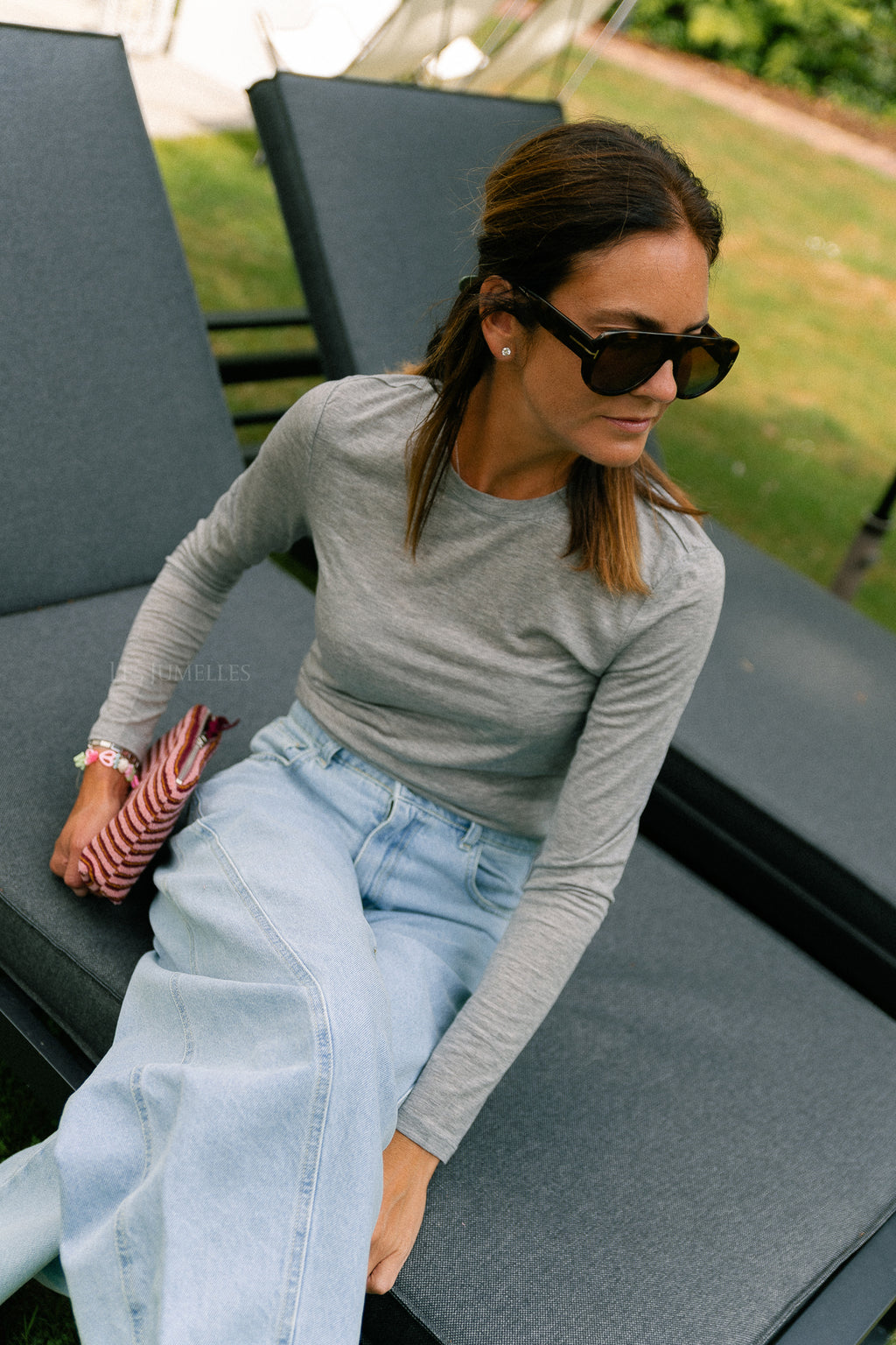 OBJZofia L/S O-neck medium grey melange