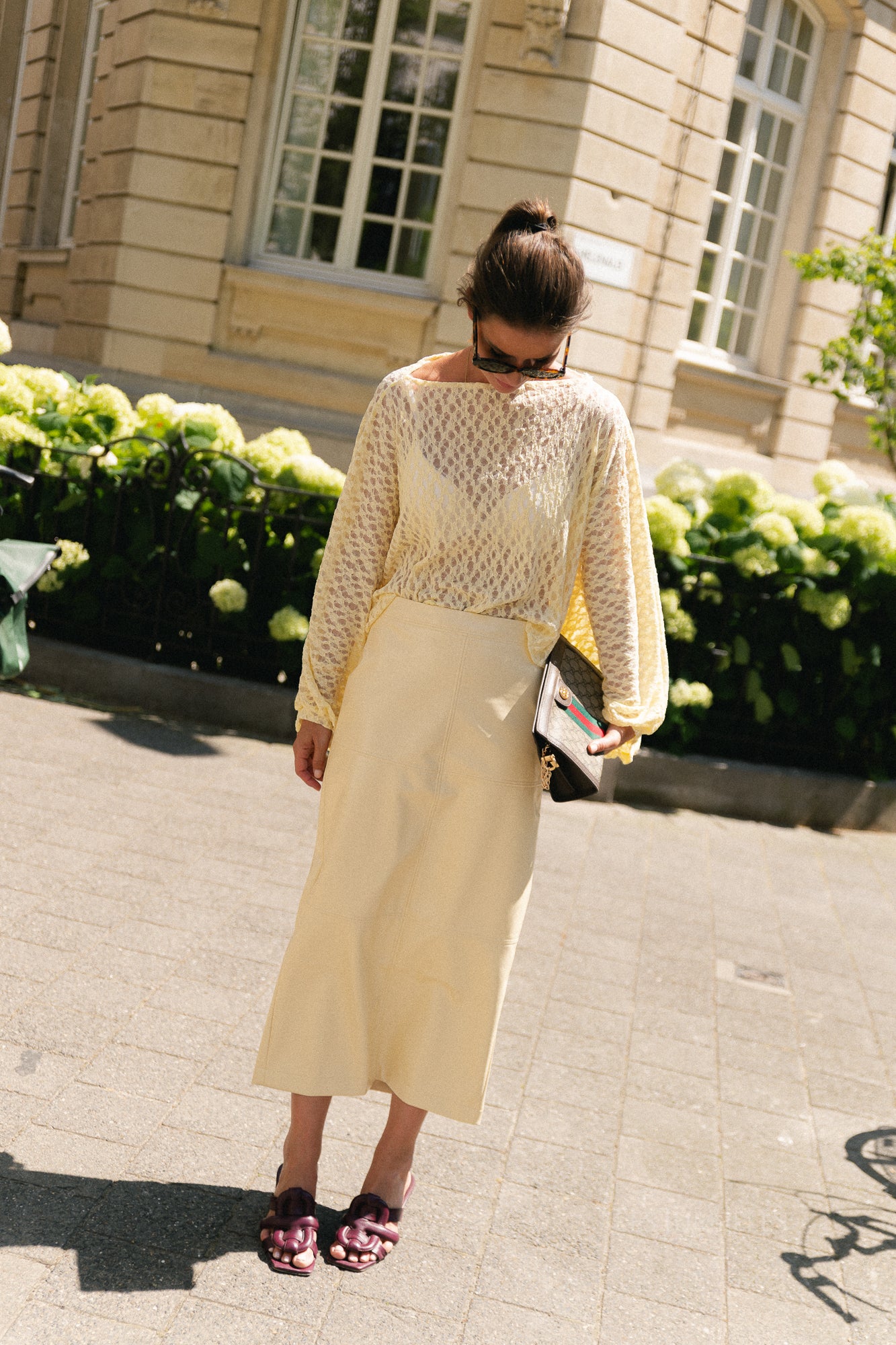 Hillary PU skirt butter yellow