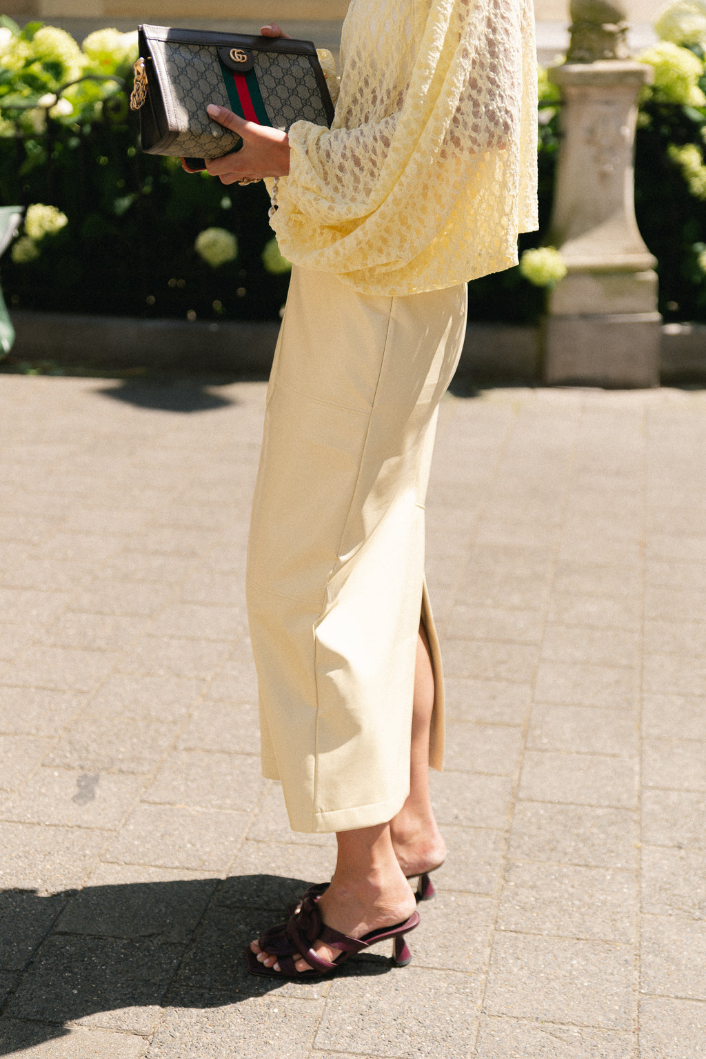 Hillary PU skirt butter yellow