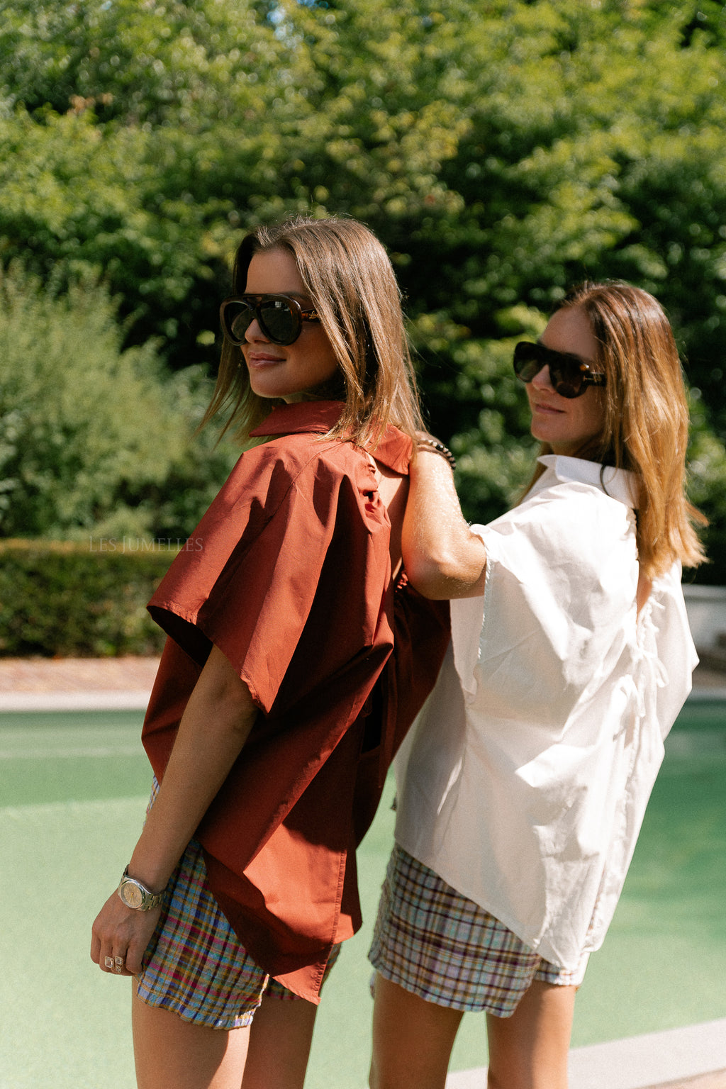 Piper open back blouse brick