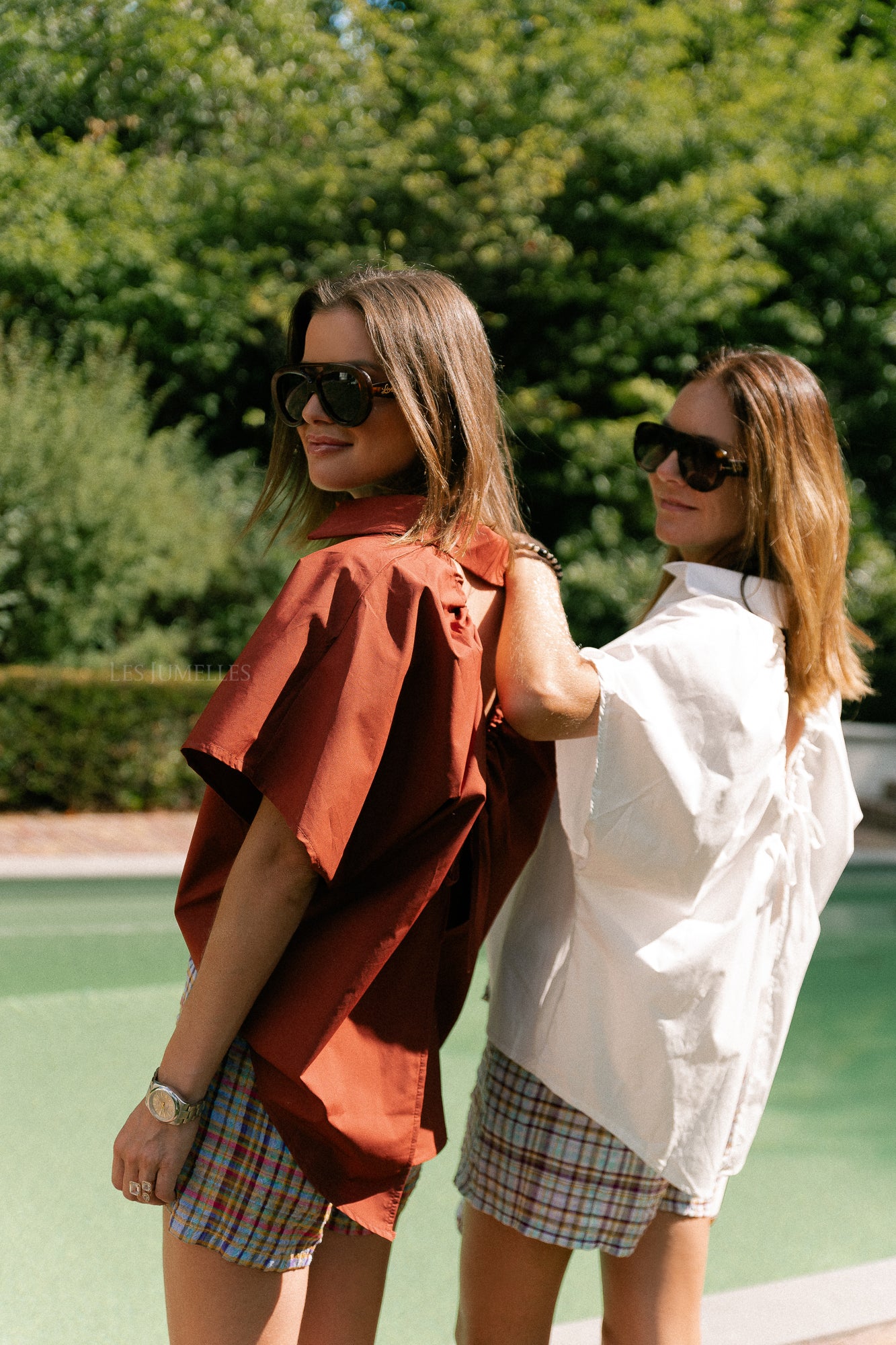 Piper open back blouse brick