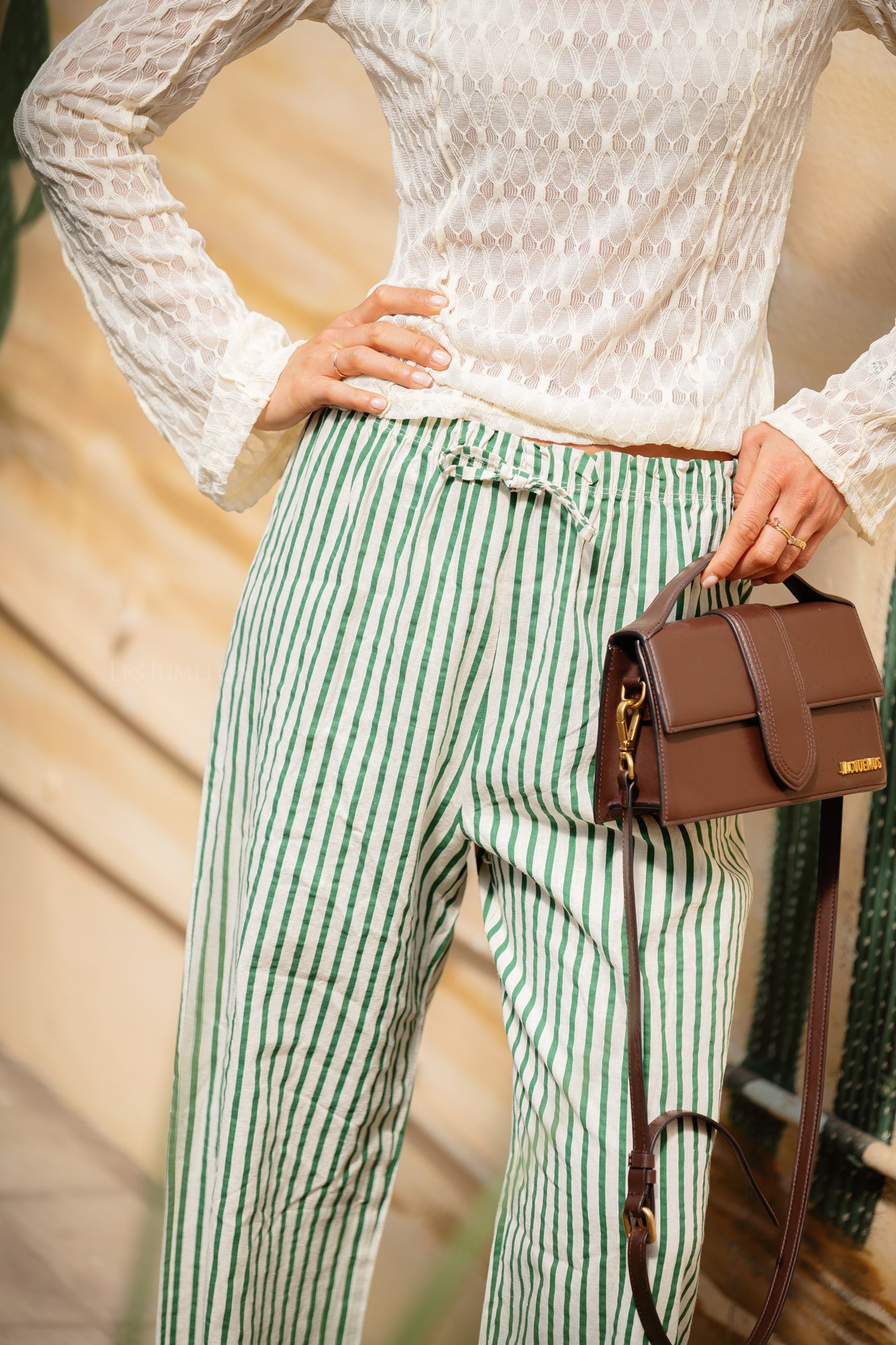 Micheline striped pants forest green