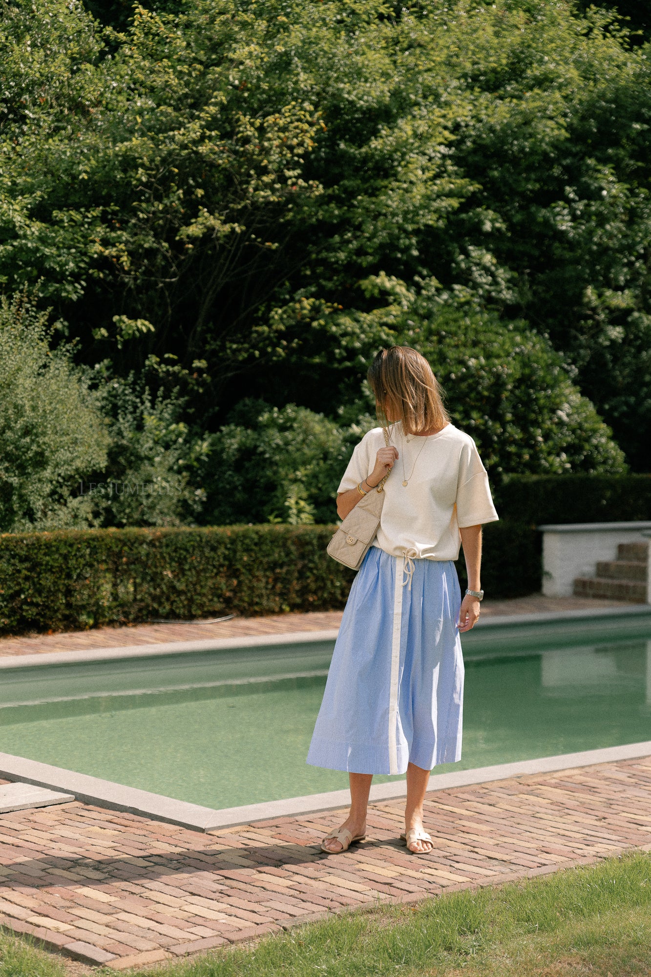YASAbri HW long skirt vista blue/star white