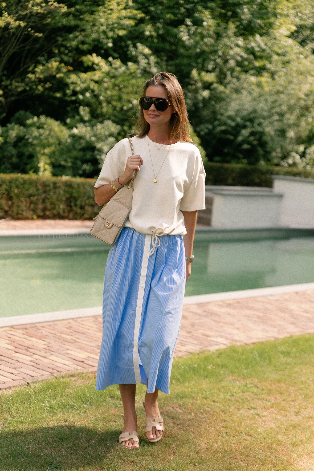 YASAbri HW long skirt vista blue/star white