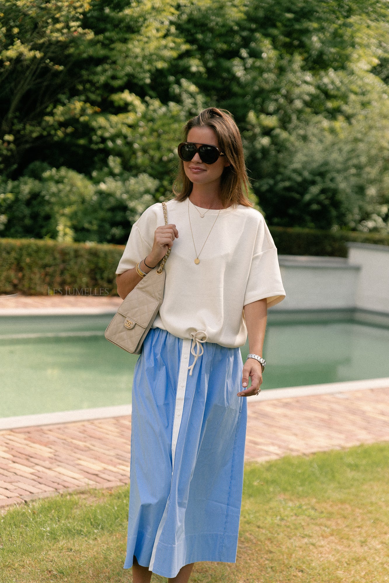 YASAbri HW long skirt vista blue/star white