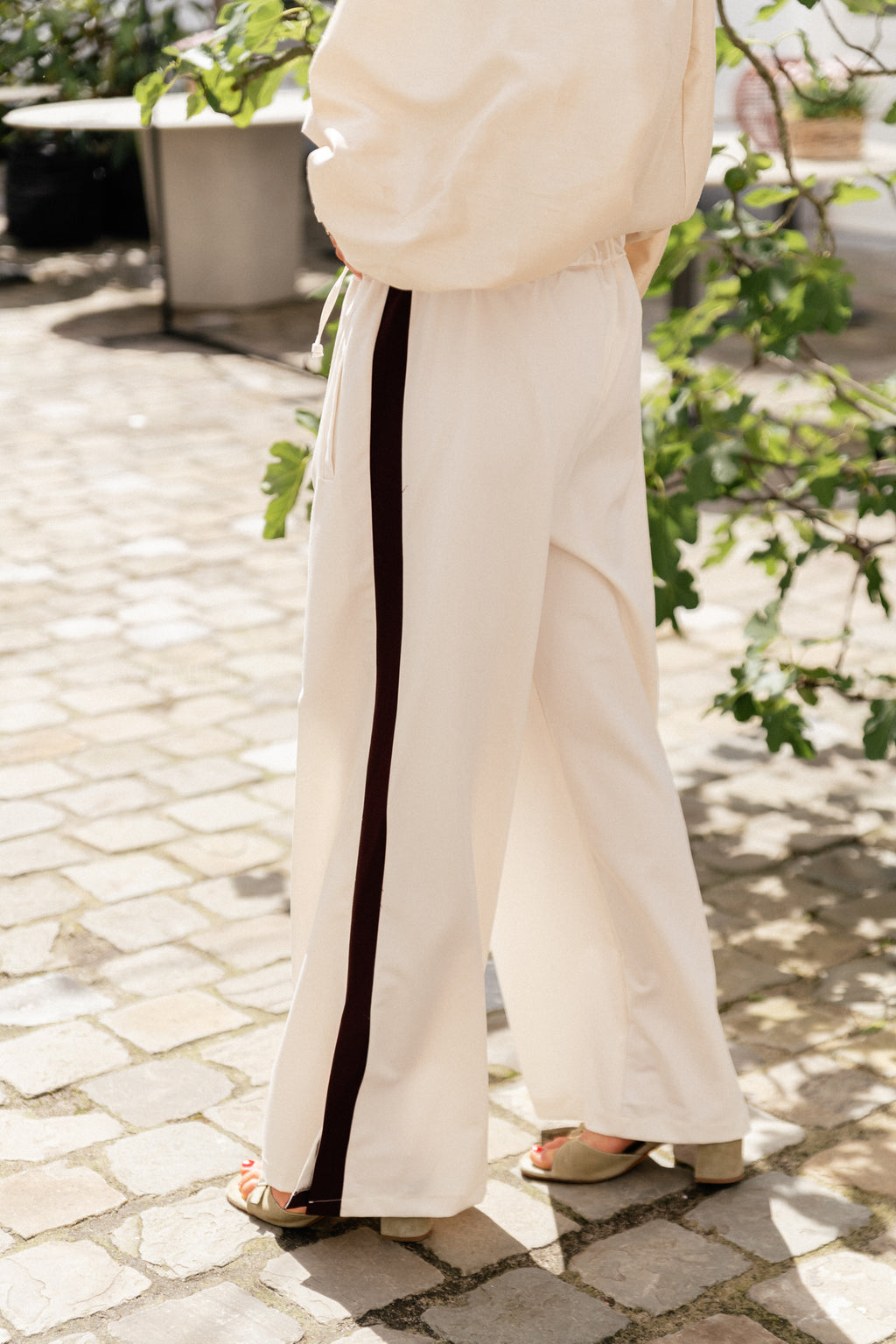Cassy wide pants cream/burgundy