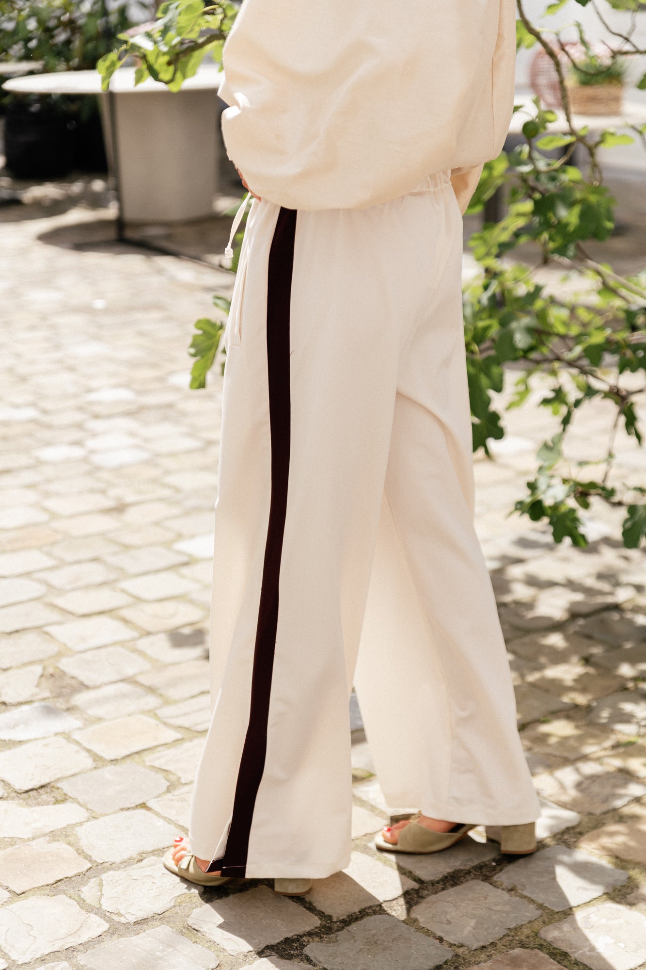 Cassy wide pants cream/burgundy