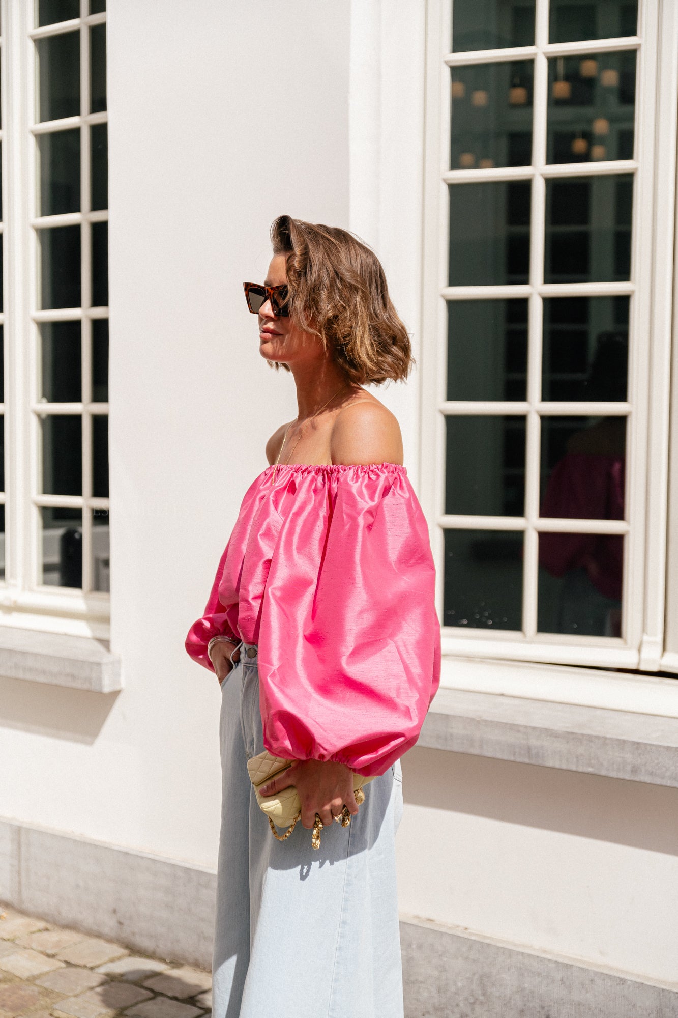 Blouse épaules dénudées Ella fuchsia