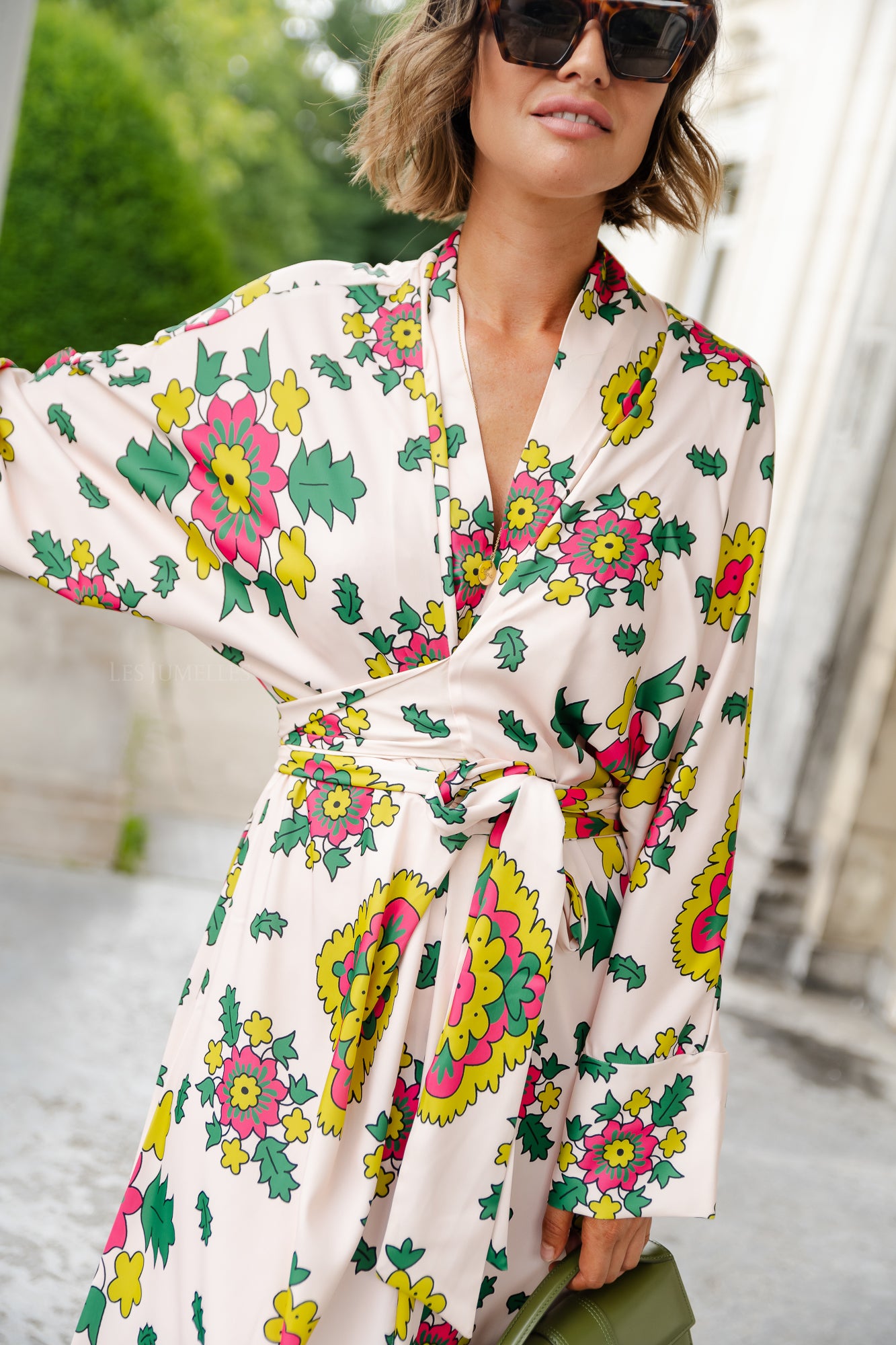 Selena printed long kimono dress
