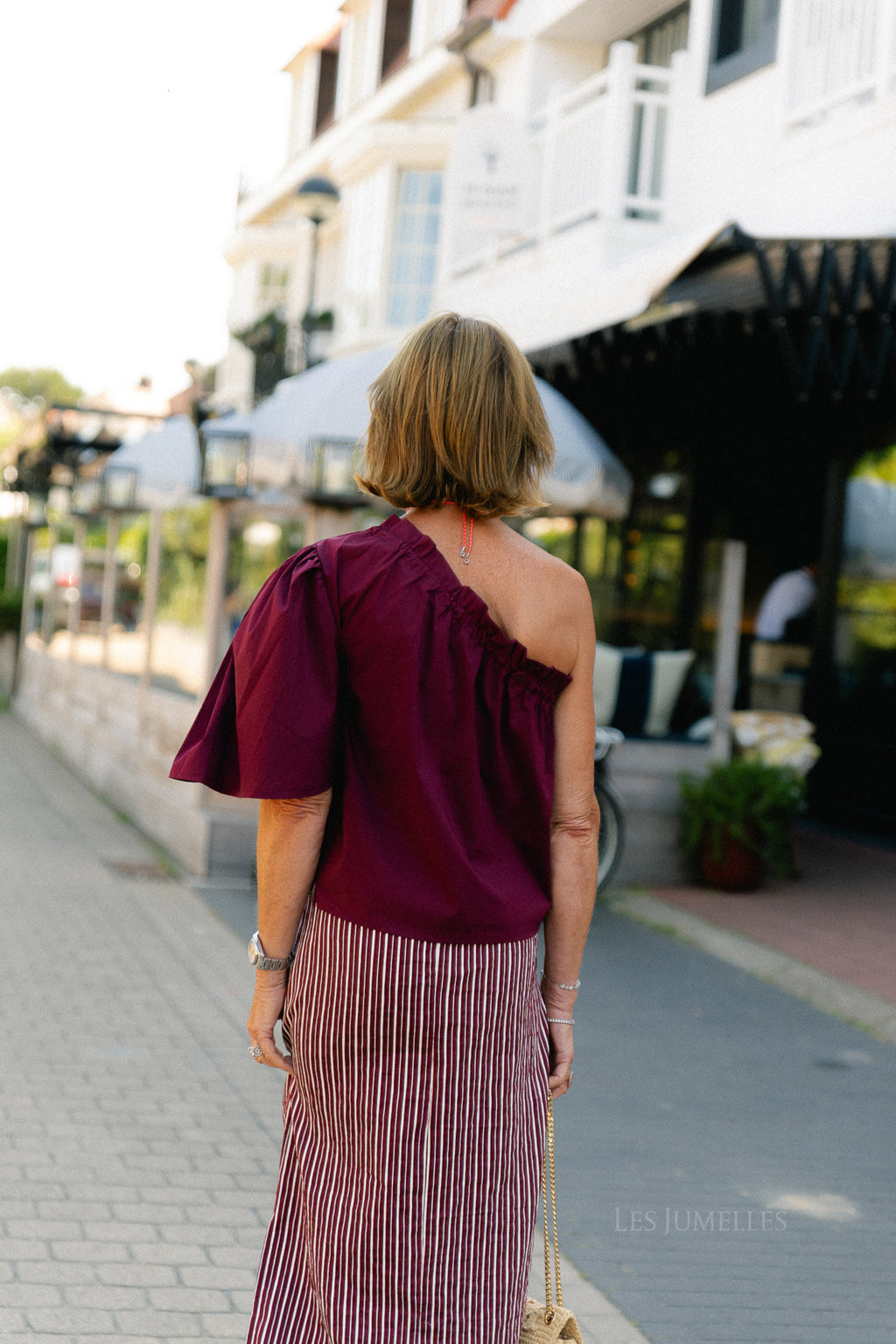 Emmilou one shoulder blouse burgundy