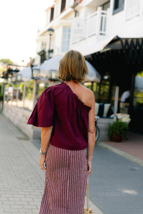 Emmilou one shoulder blouse burgundy
