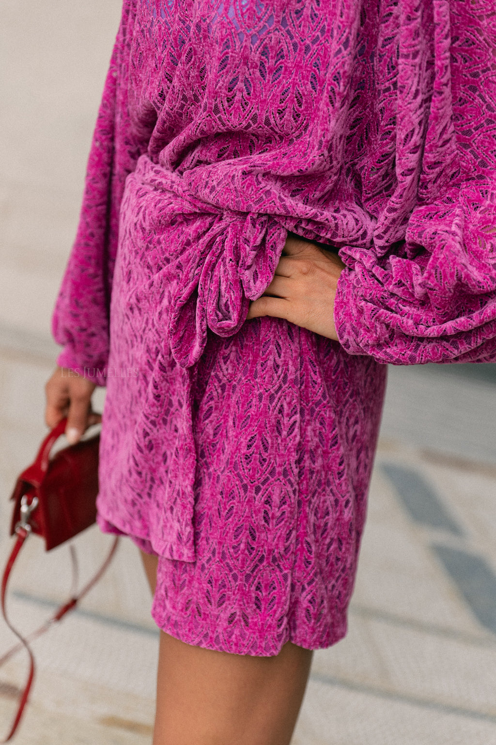 Noëlle velvet skort magenta haze