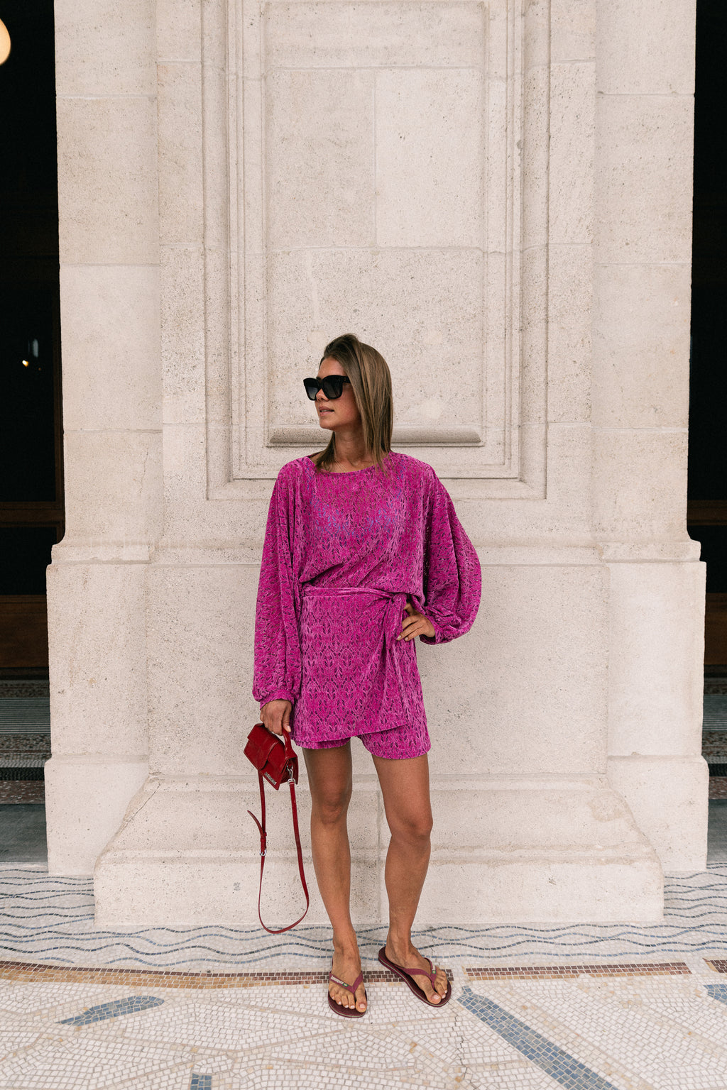 Noëlle velvet skort magenta haze