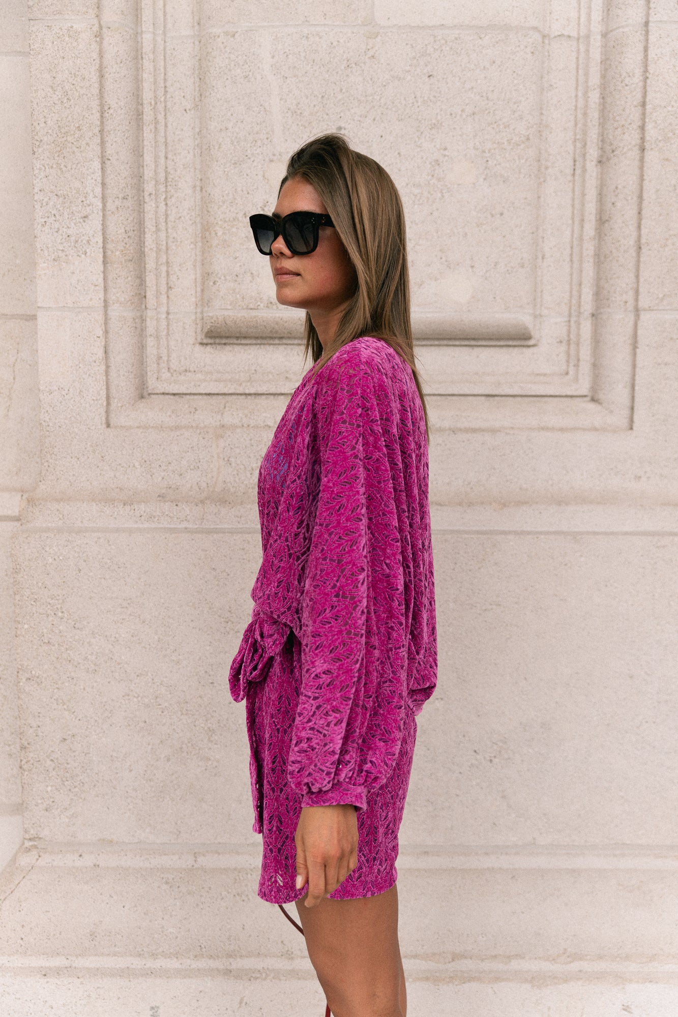 Noëlle LS velvet blouse magenta haze
