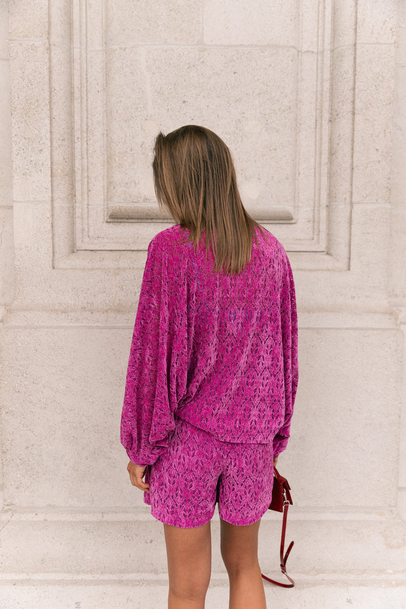 Noëlle LS velvet blouse magenta haze