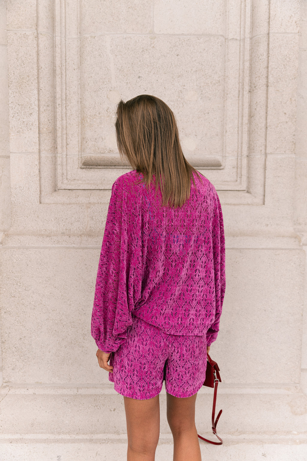 Noëlle velvet skort magenta haze