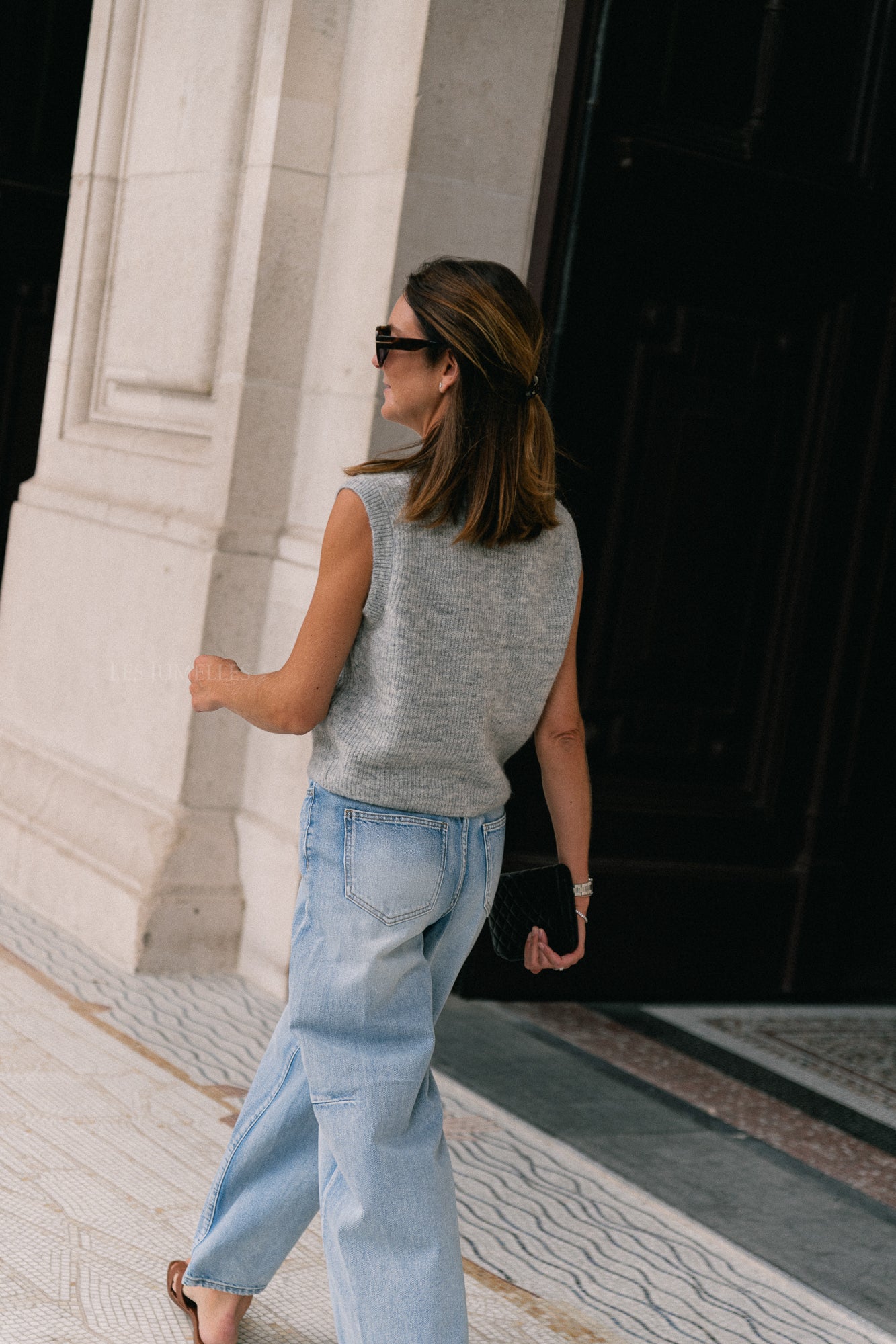 Gilet col rond boutonné SLFLulu SL gris clair chiné