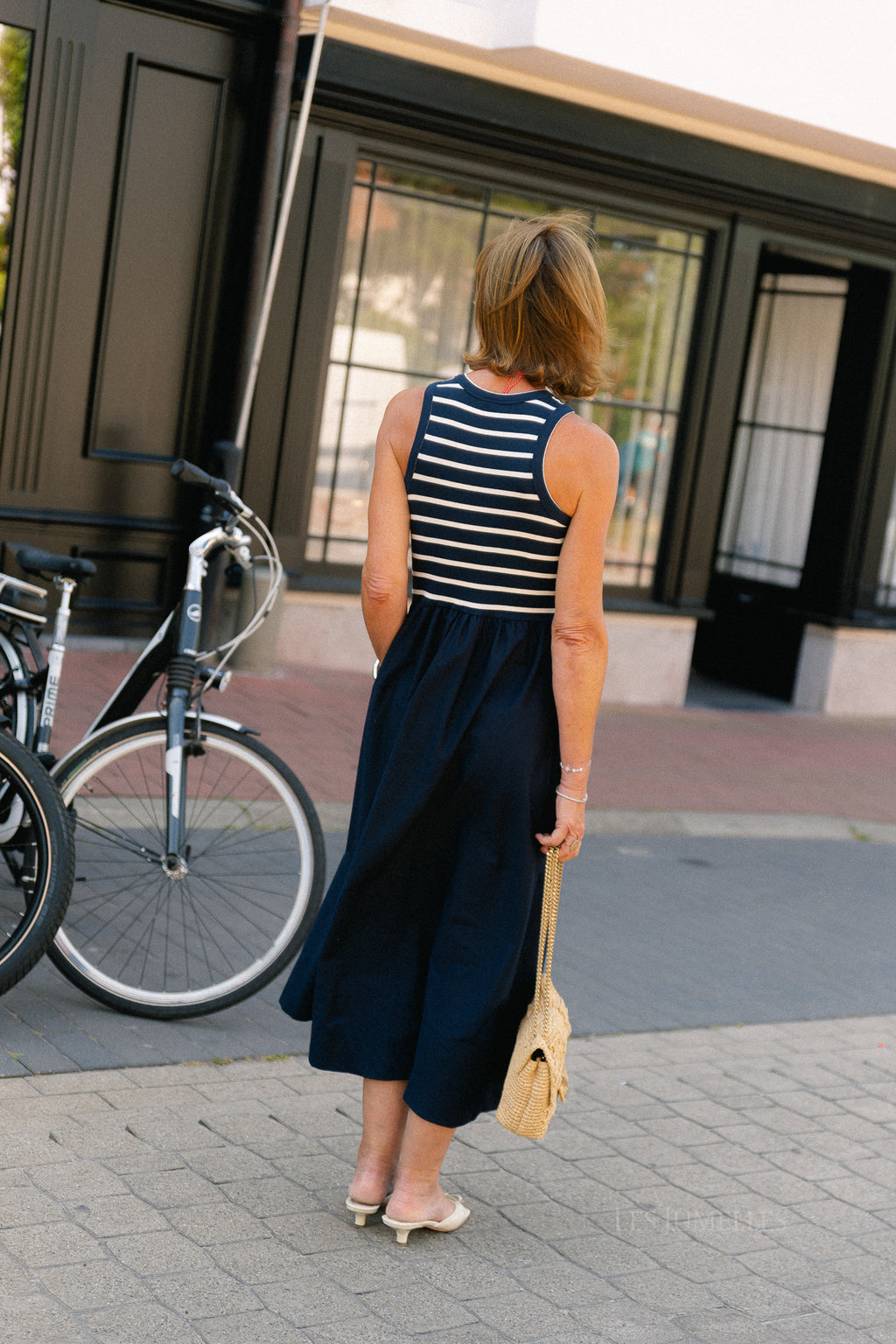 YASMiri SL long dress navy blazer/jersey white