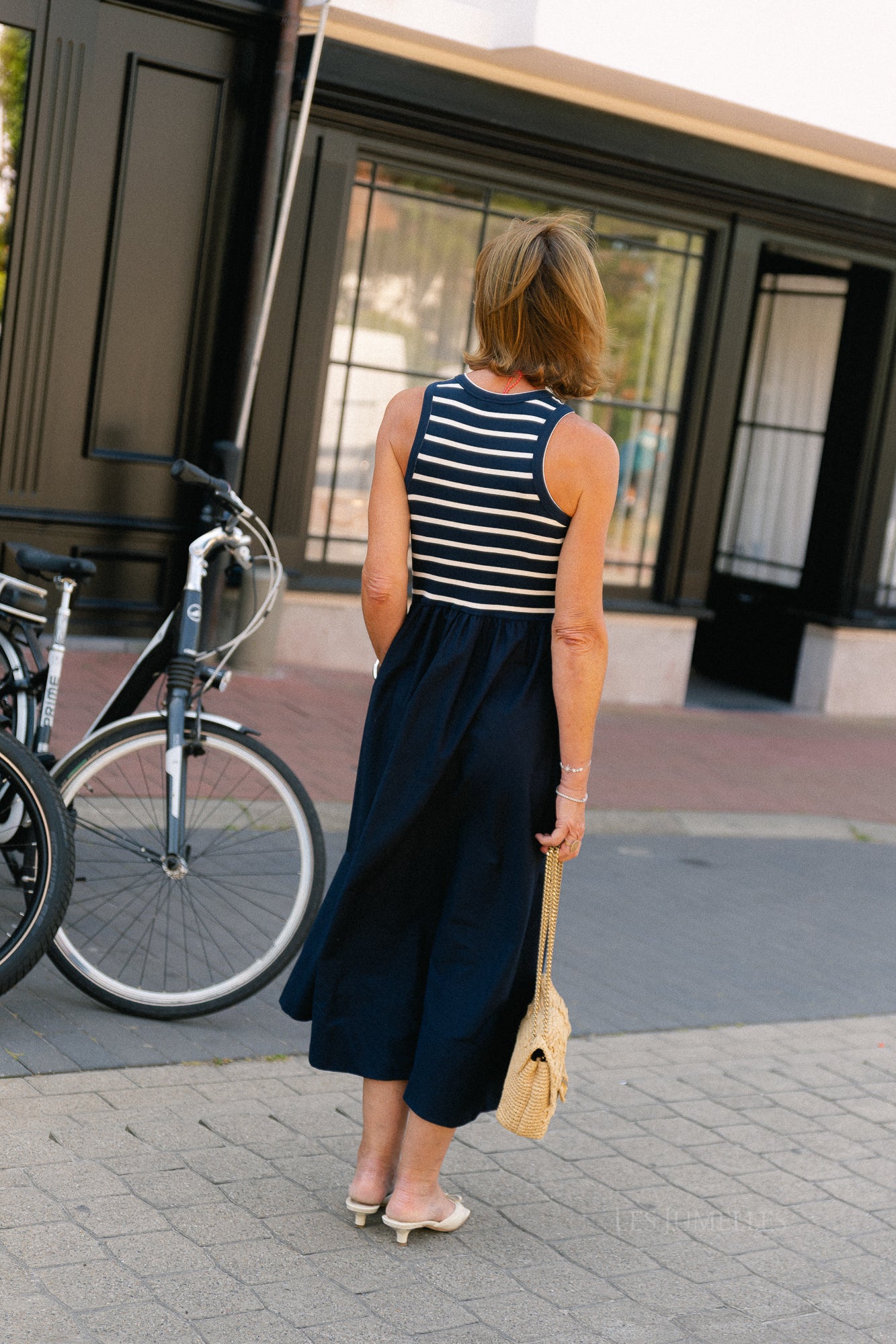 YASMiri SL long dress navy blazer/jersey white