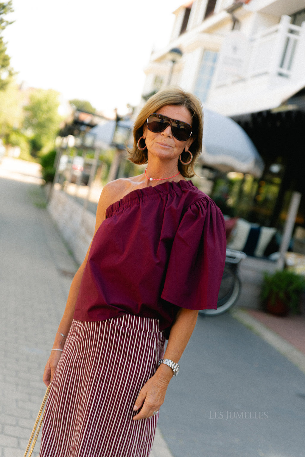 Emmilou one shoulder blouse burgundy