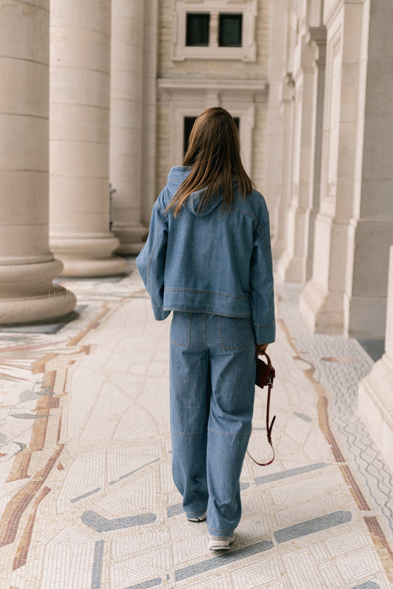 OBJRaly denim 3/4 sleeve hoodie light blue denim