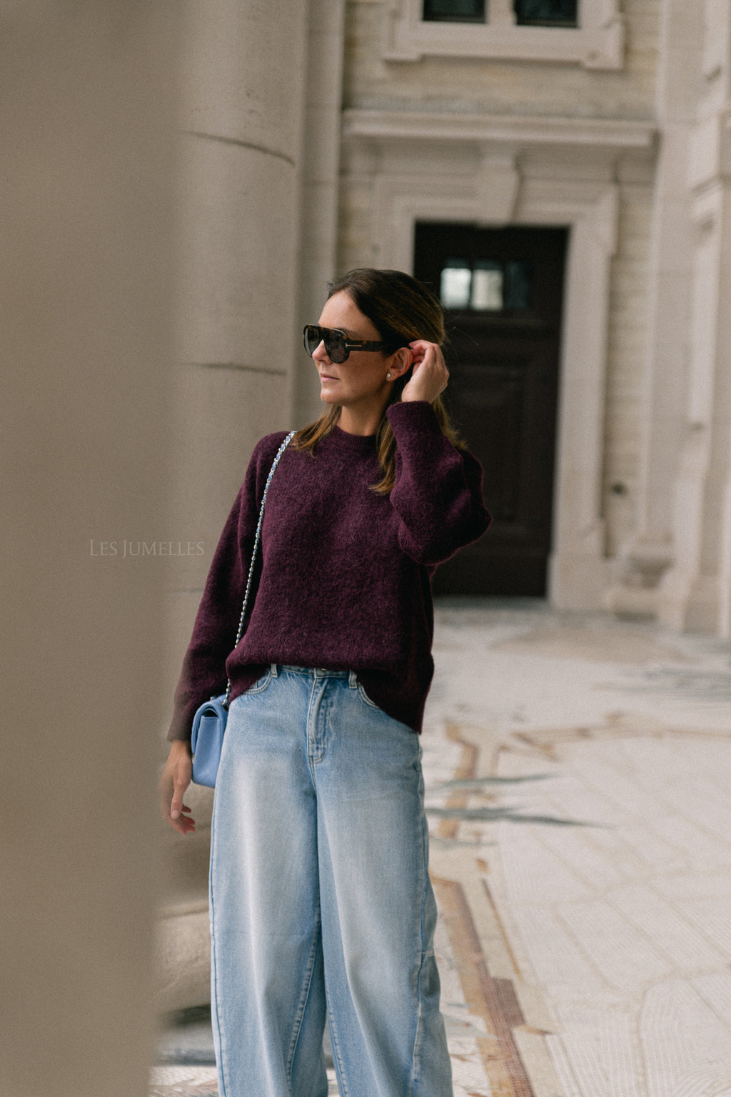 SLFSia LS knit O-neck fig melange