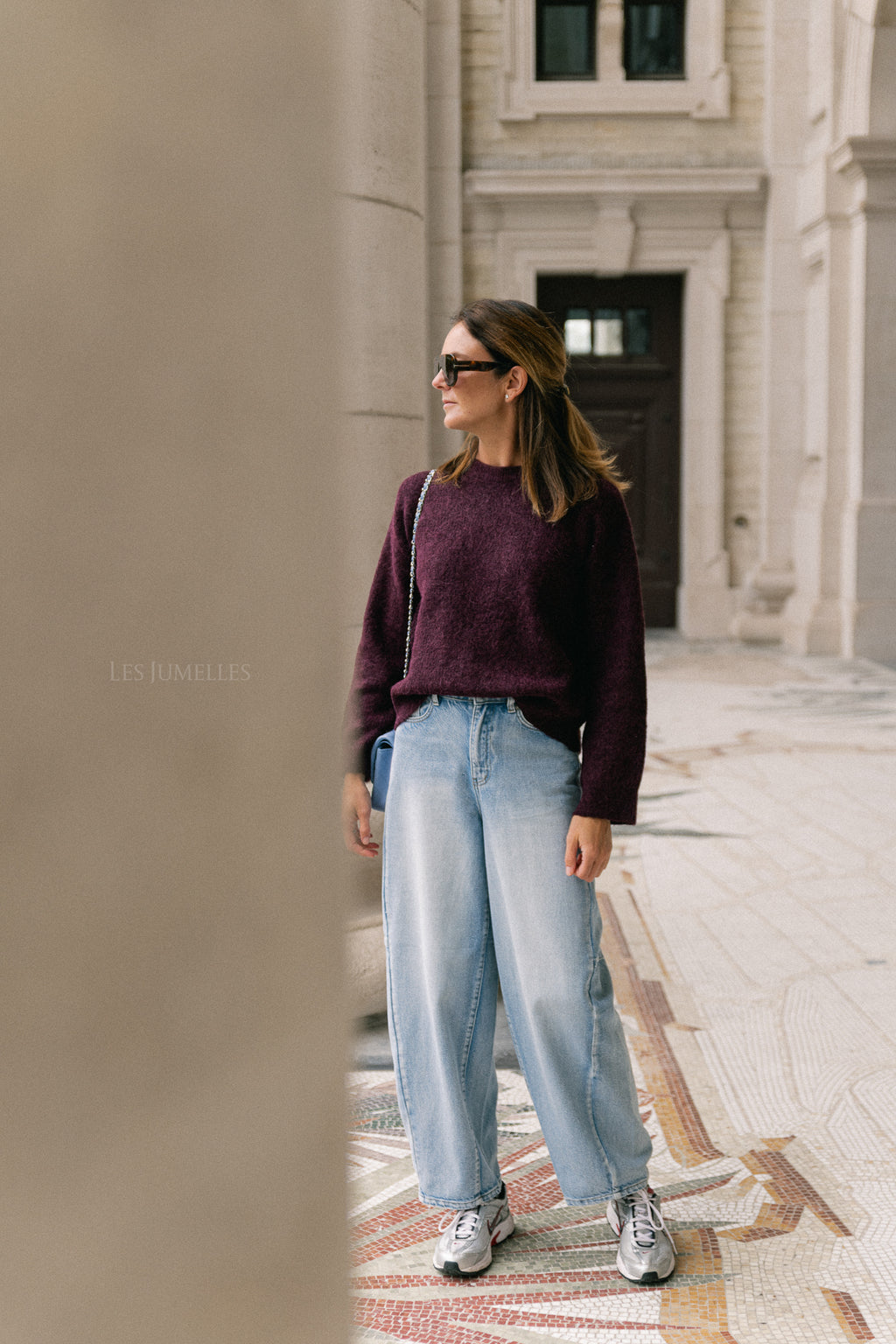 SLFSia LS knit O-neck fig melange