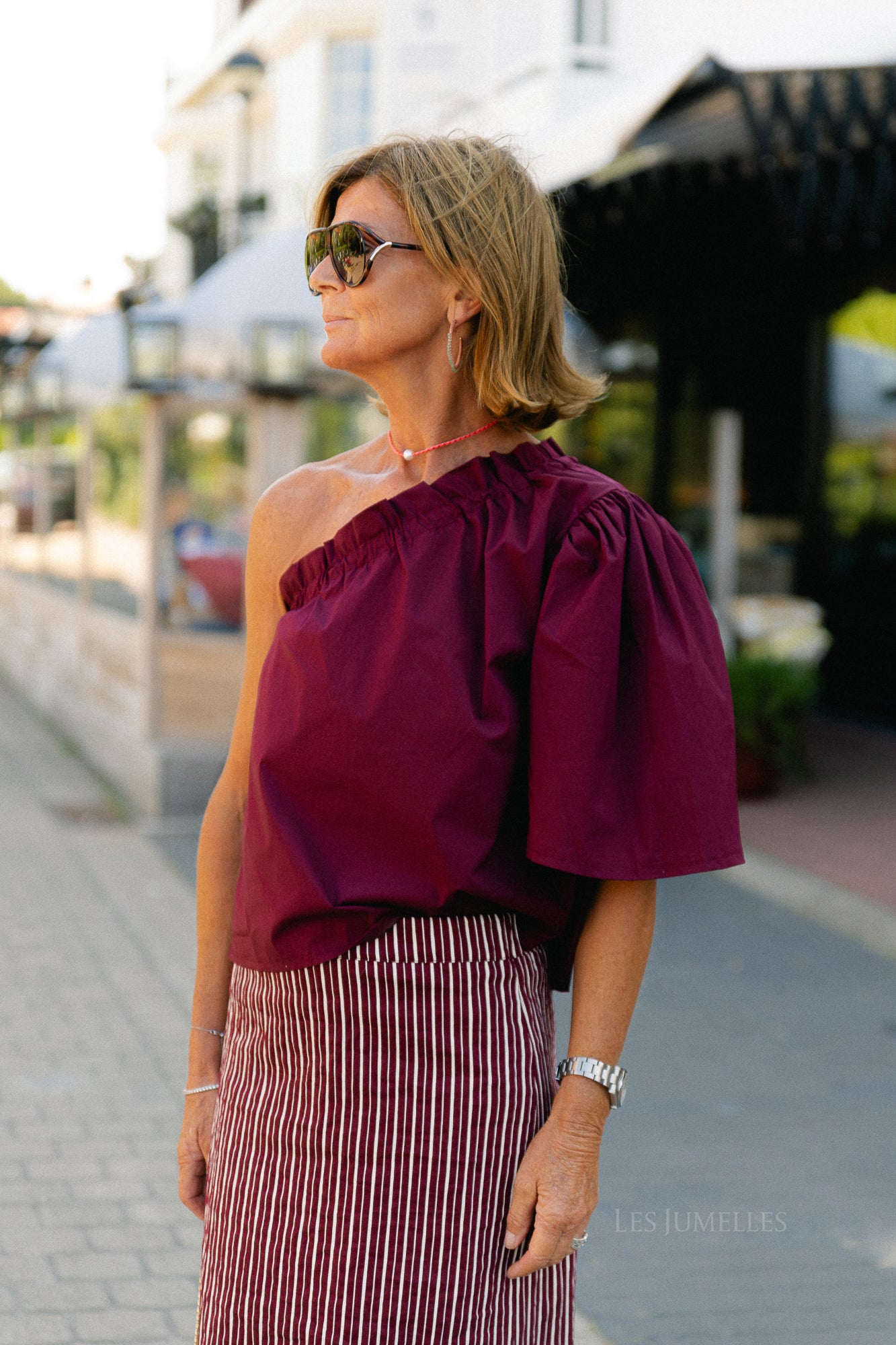 Cosette skirt burgundy stripes