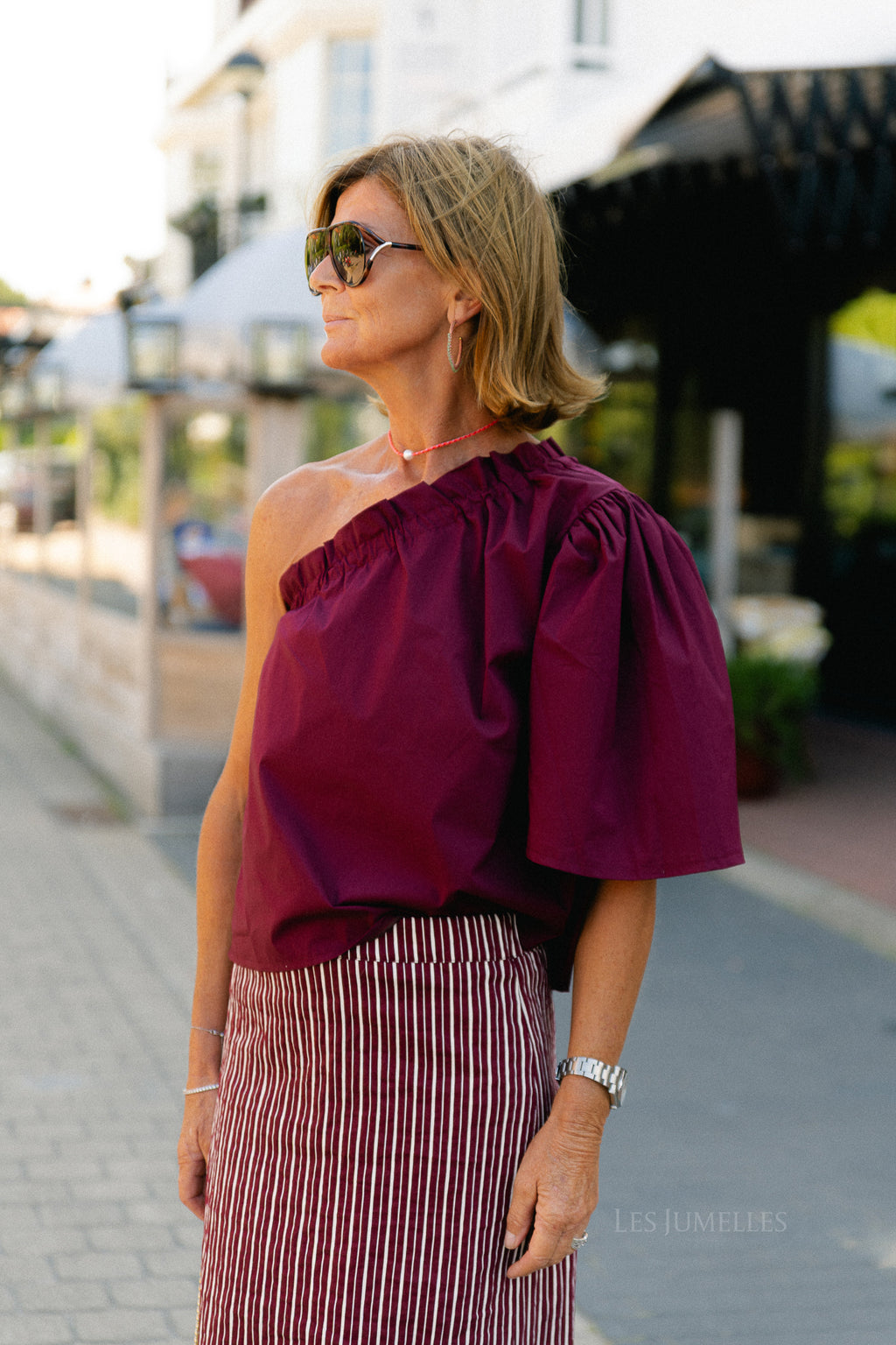 Emmilou one shoulder blouse burgundy