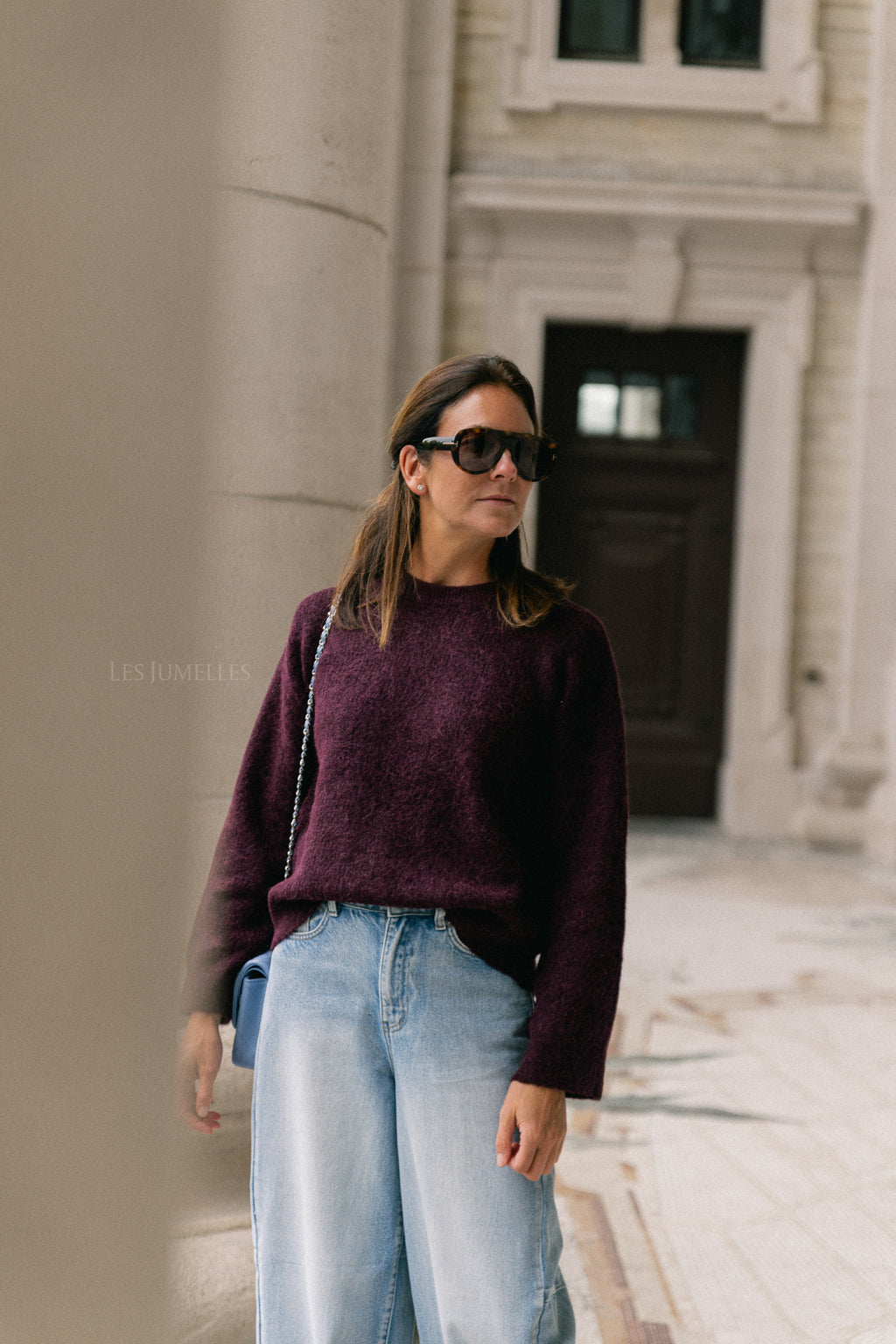 SLFSia LS knit O-neck fig melange