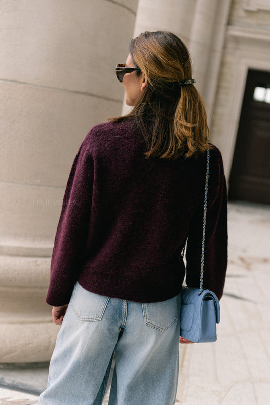 Les Jumelles SLFSia LS knit O-neck fig melange