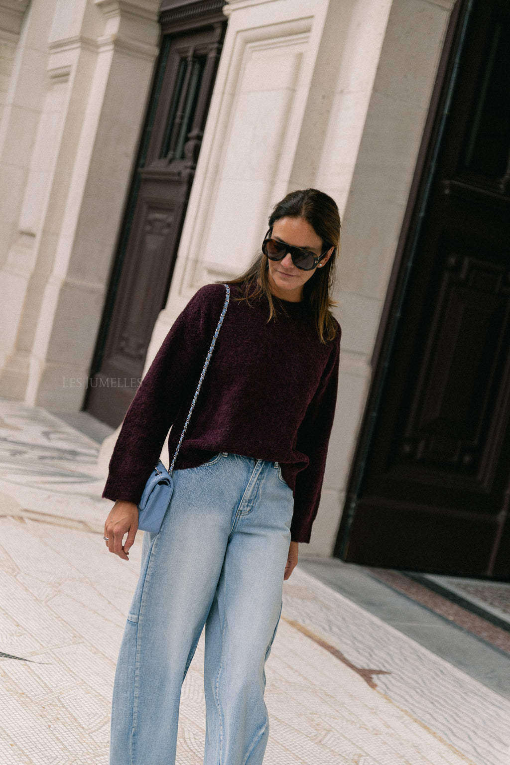 SLFSia LS knit O-neck fig melange