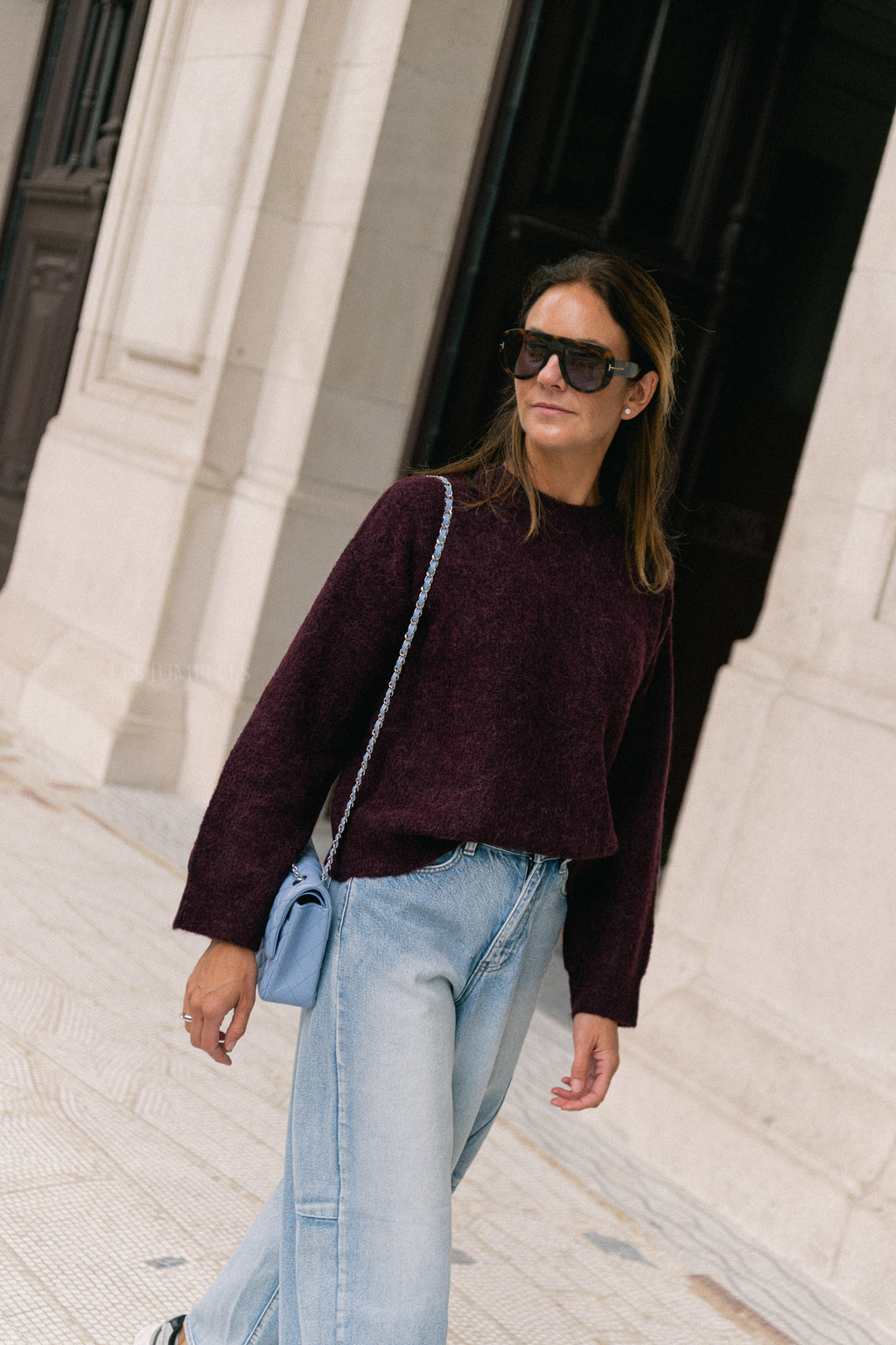 SLFSia LS knit O-neck fig melange