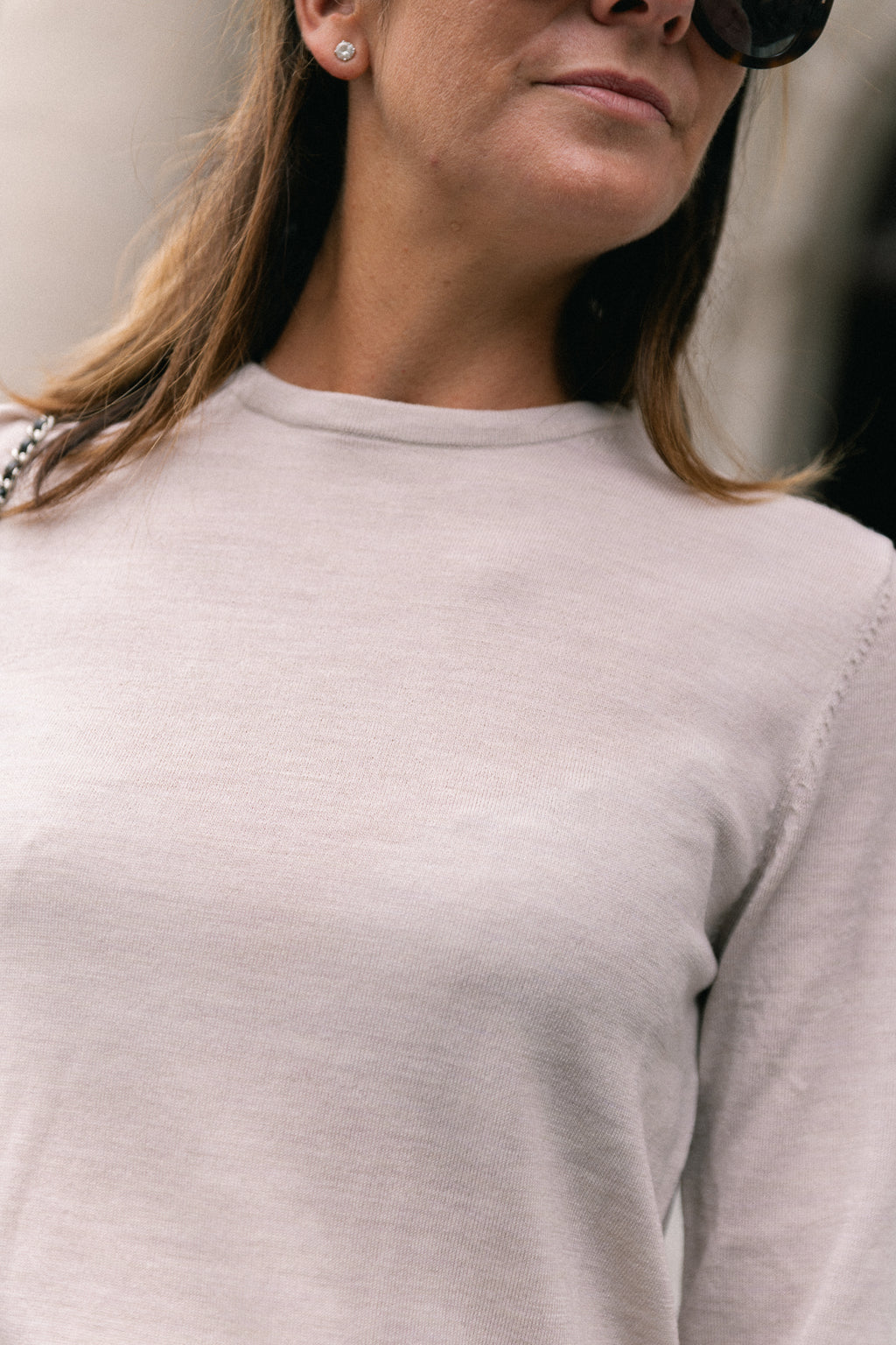 SLFThea LS knit merino O-neck oatmeal