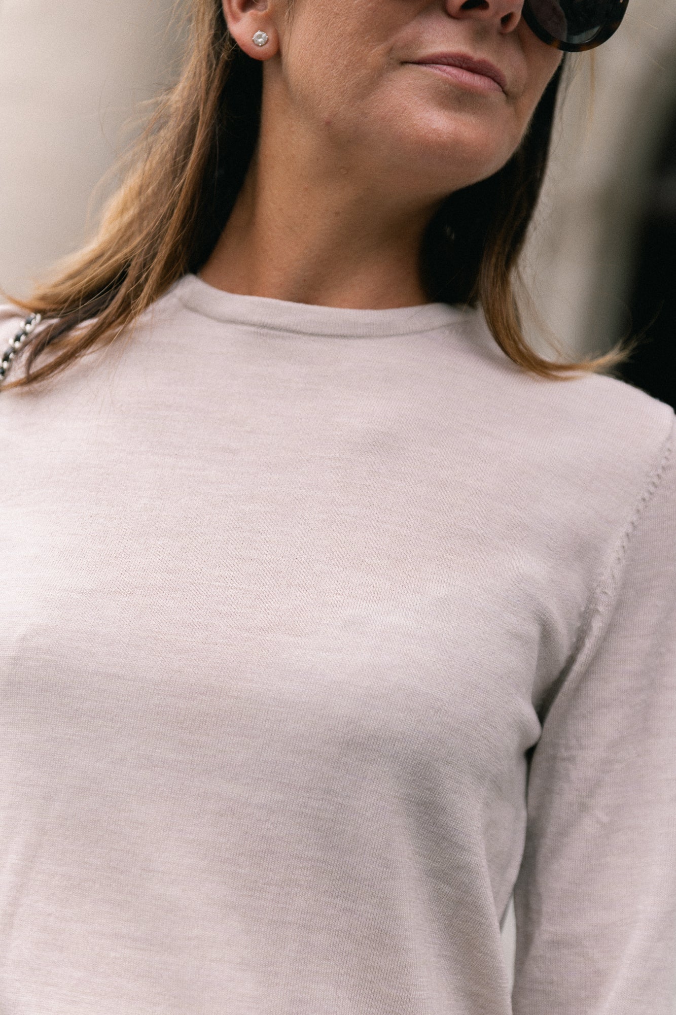 SLFThea LS knit merino O-neck oatmeal