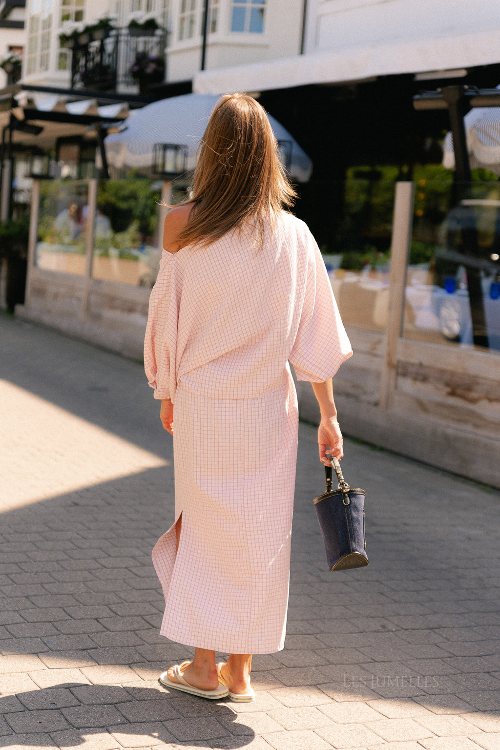 Cosette checkered blouse pink