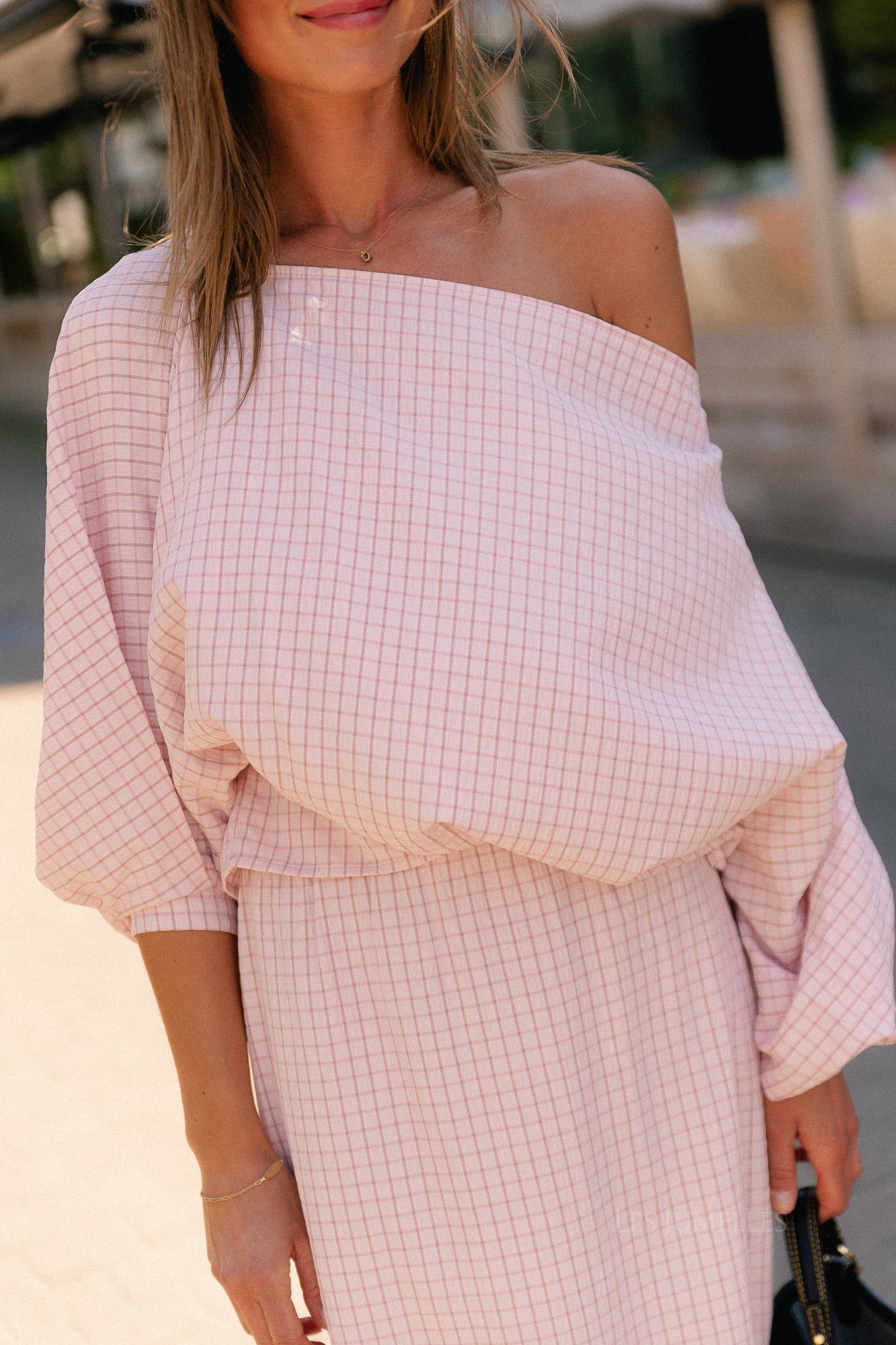 Cosette checkered blouse pink