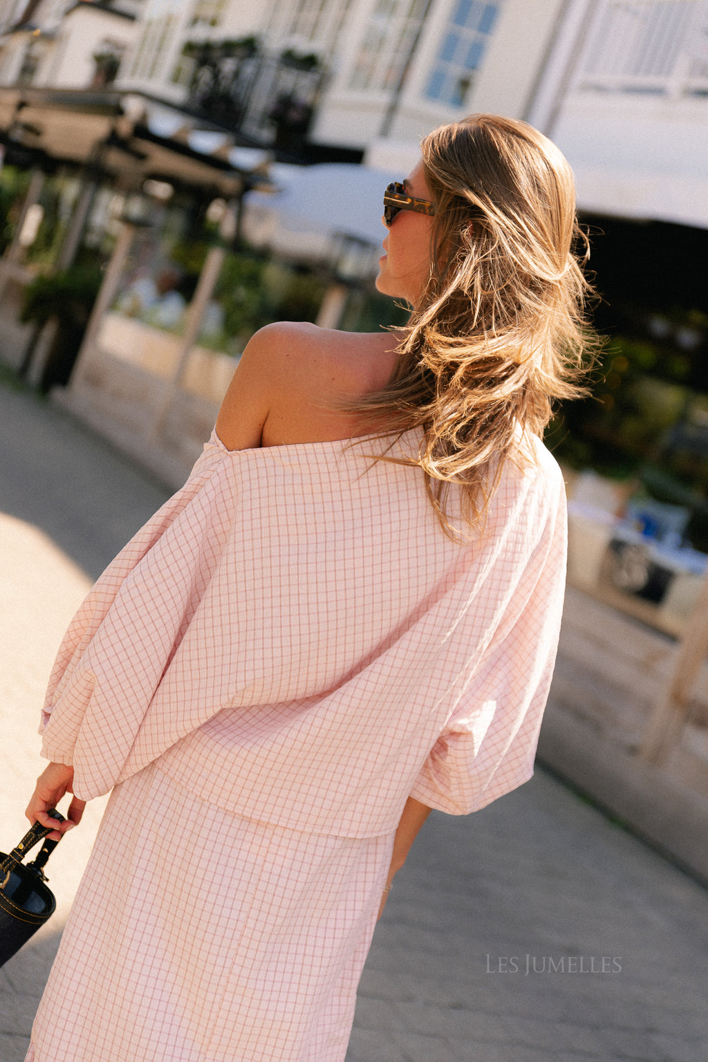 Cosette checkered blouse pink