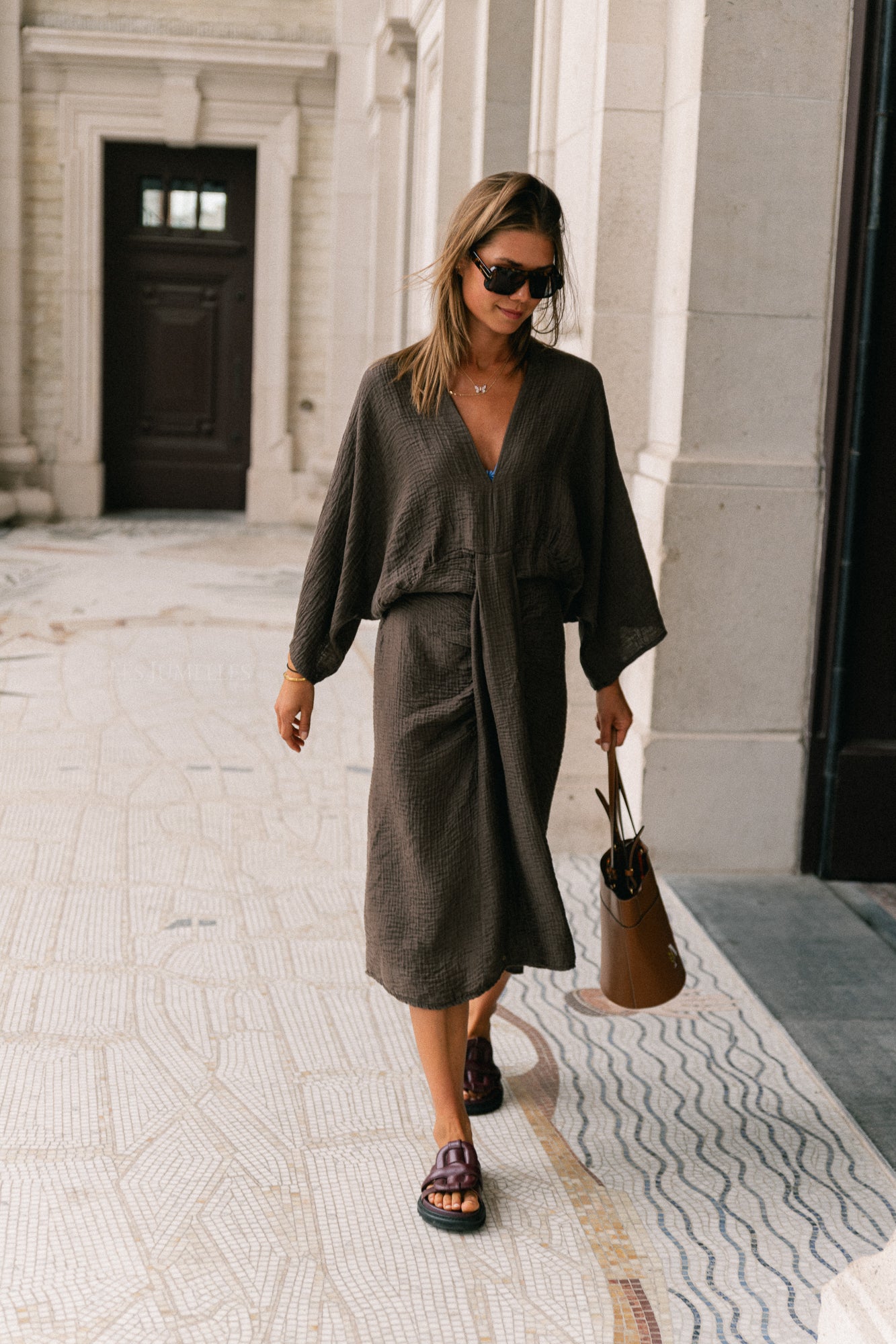 Robe longue Helen chocolat chaud