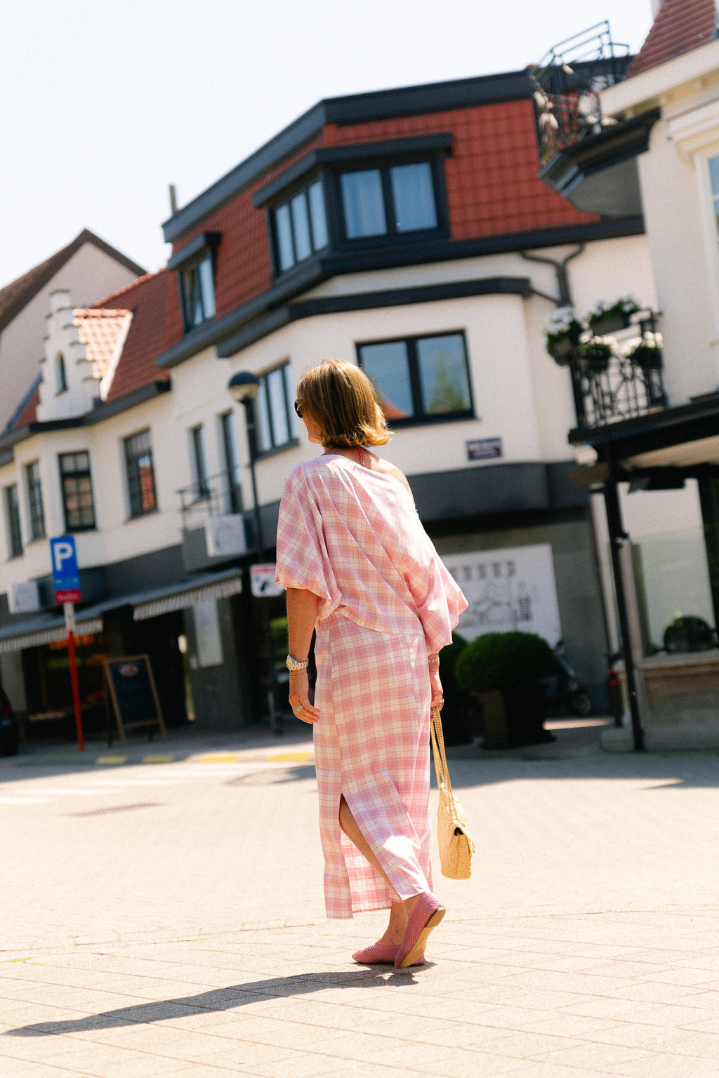 Cosette big checks blouse pink