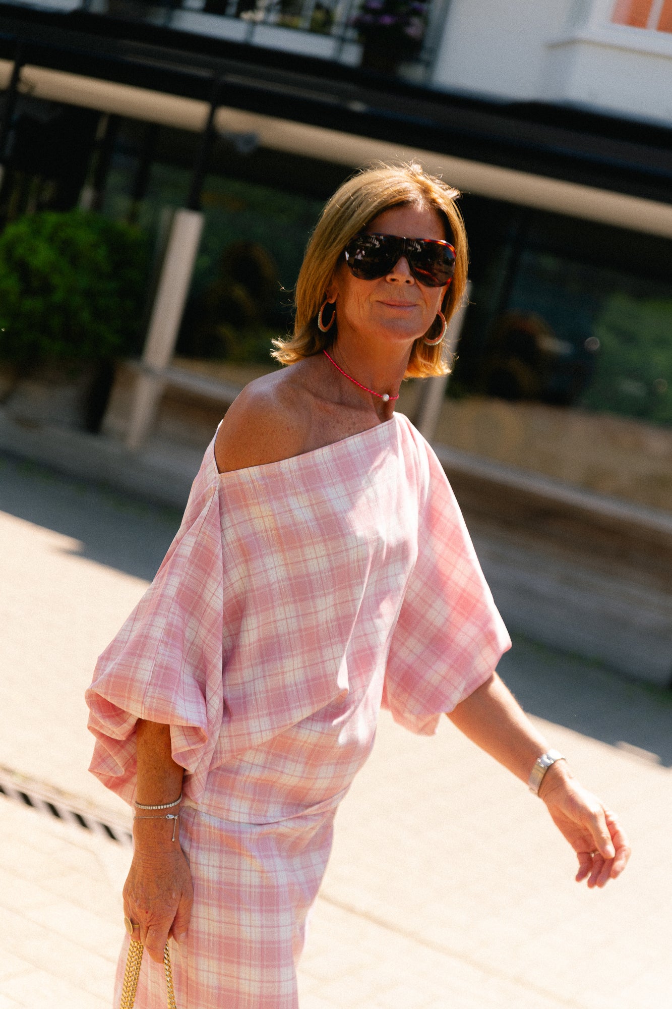Cosette big checks blouse pink