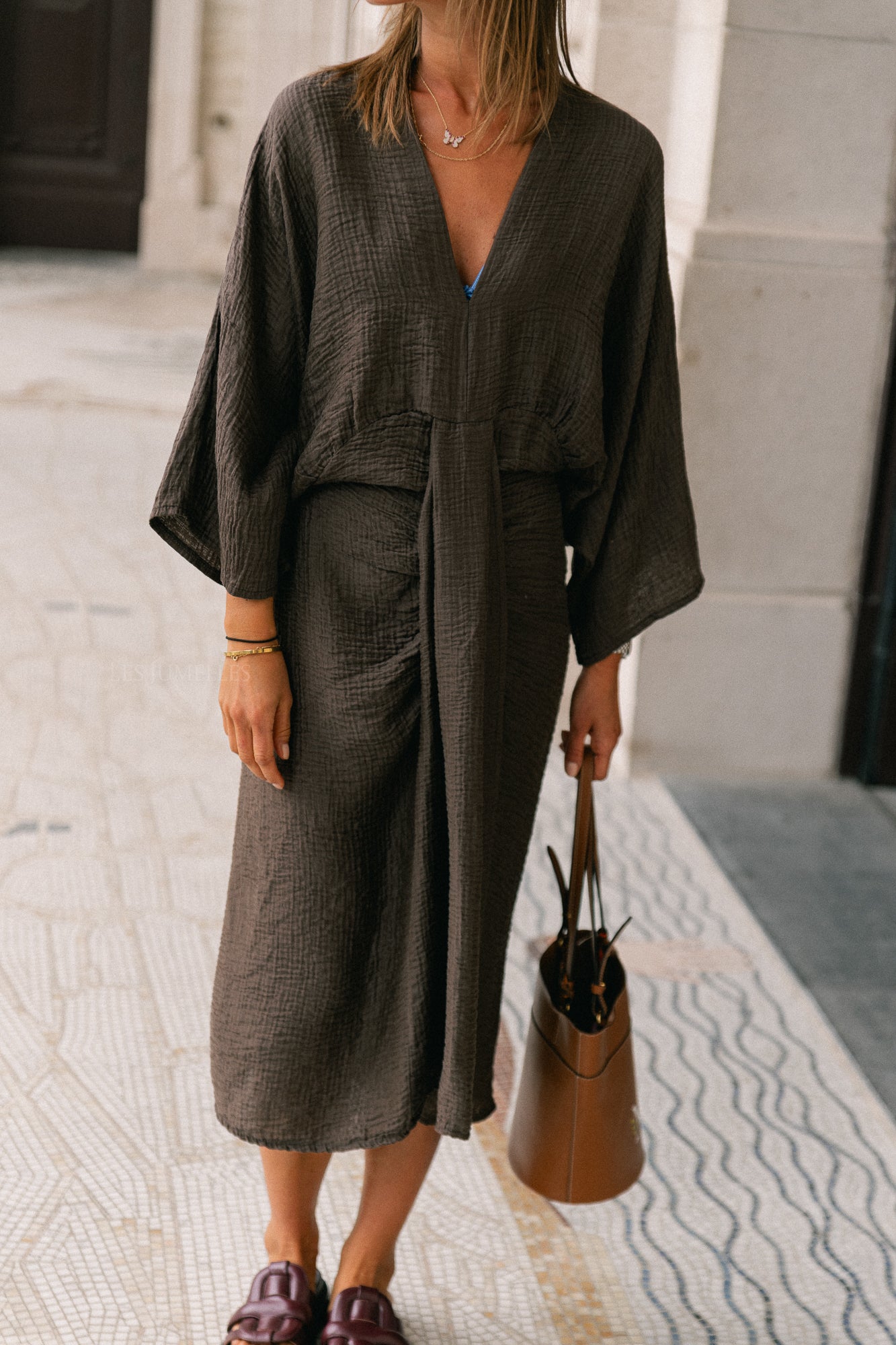 Robe longue Helen chocolat chaud