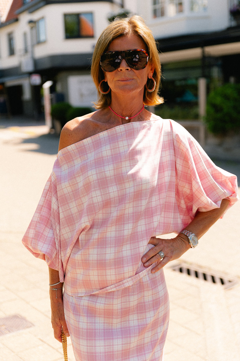 Cosette big checks blouse pink