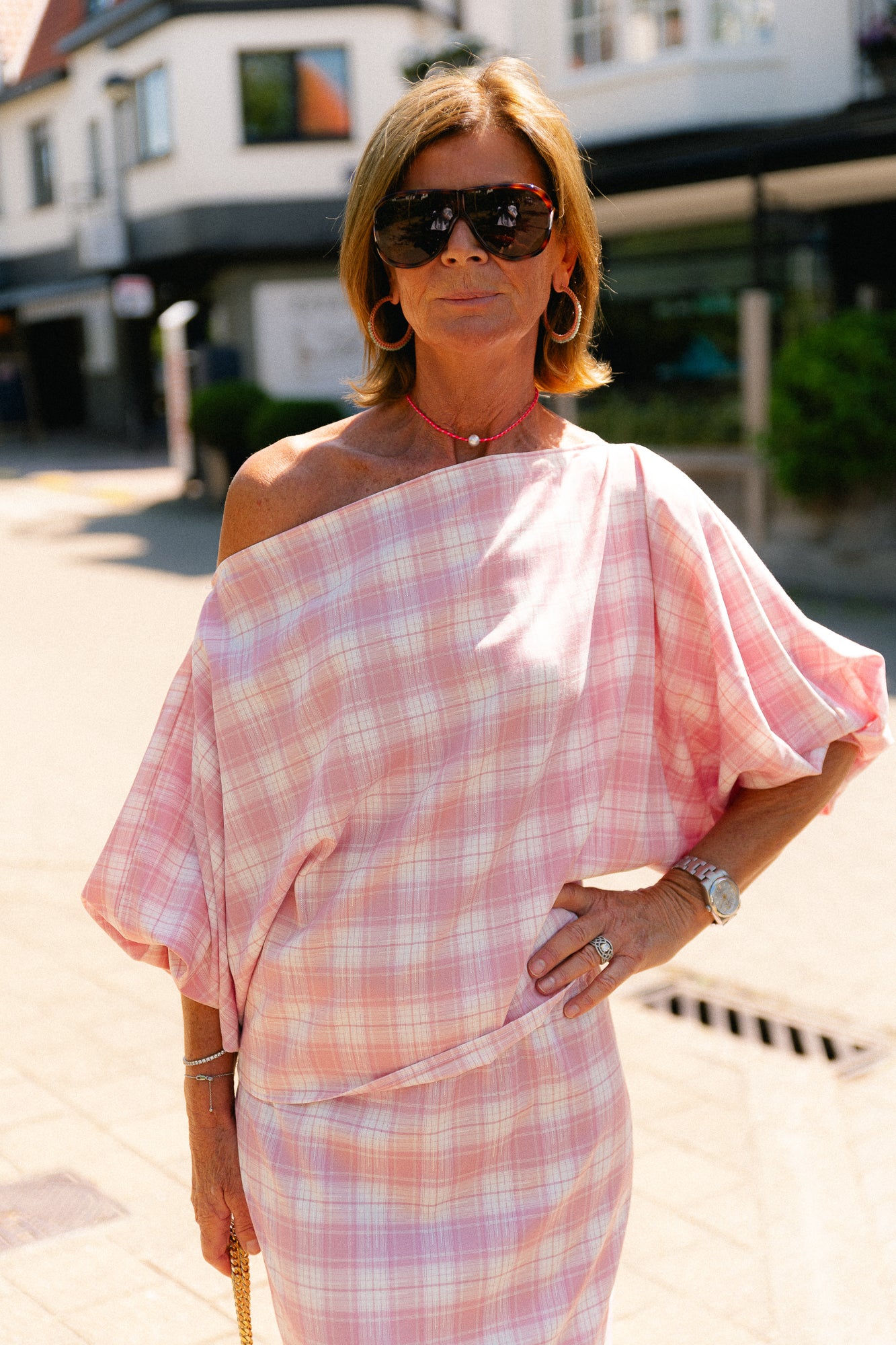 Cosette big checks blouse pink