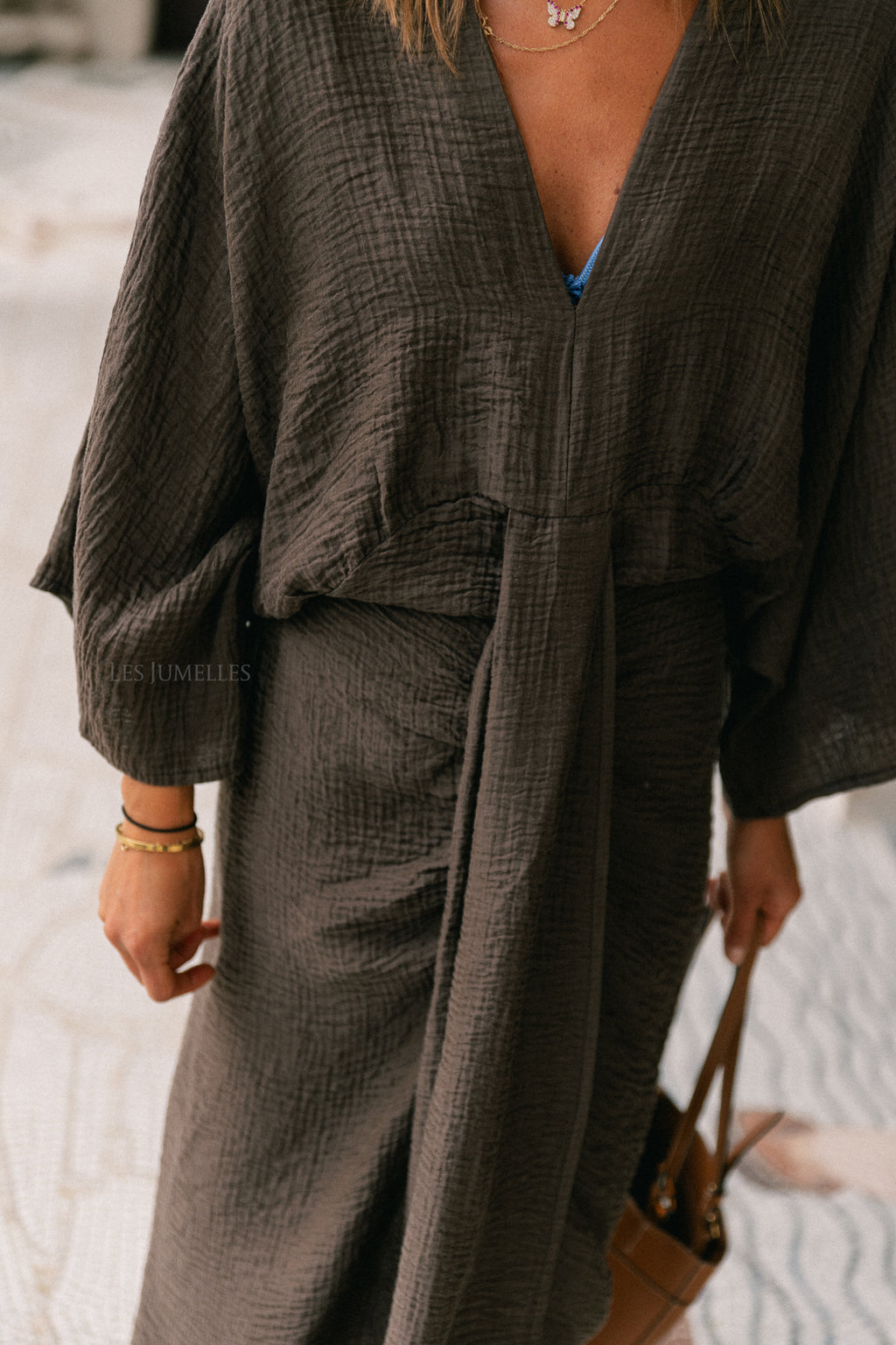 Robe longue Helen chocolat chaud
