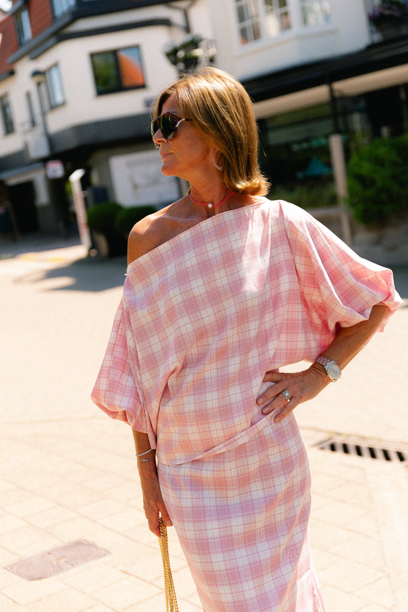 Cosette big checks blouse pink