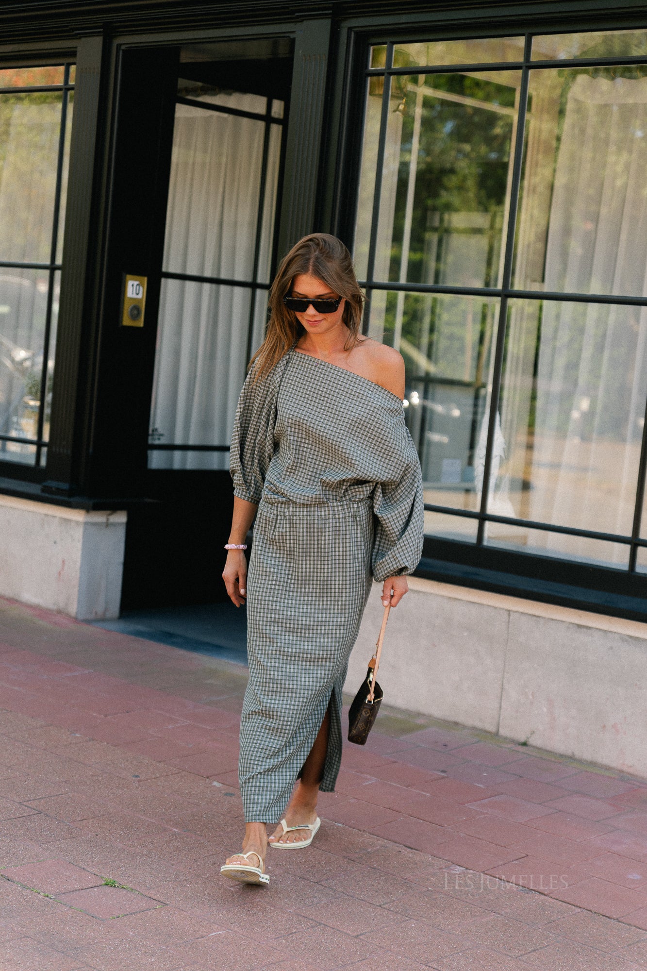 Cosette checkered blouse khaki