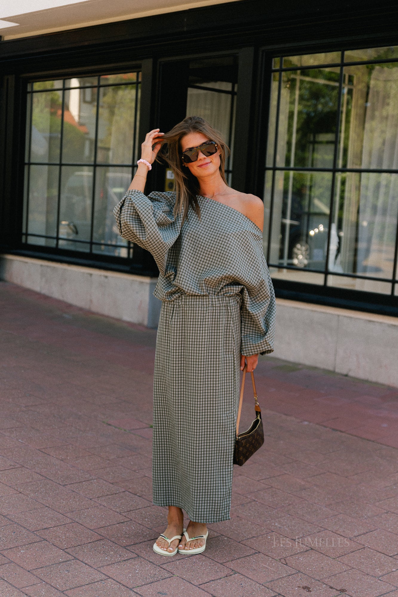 Cosette checkered blouse khaki